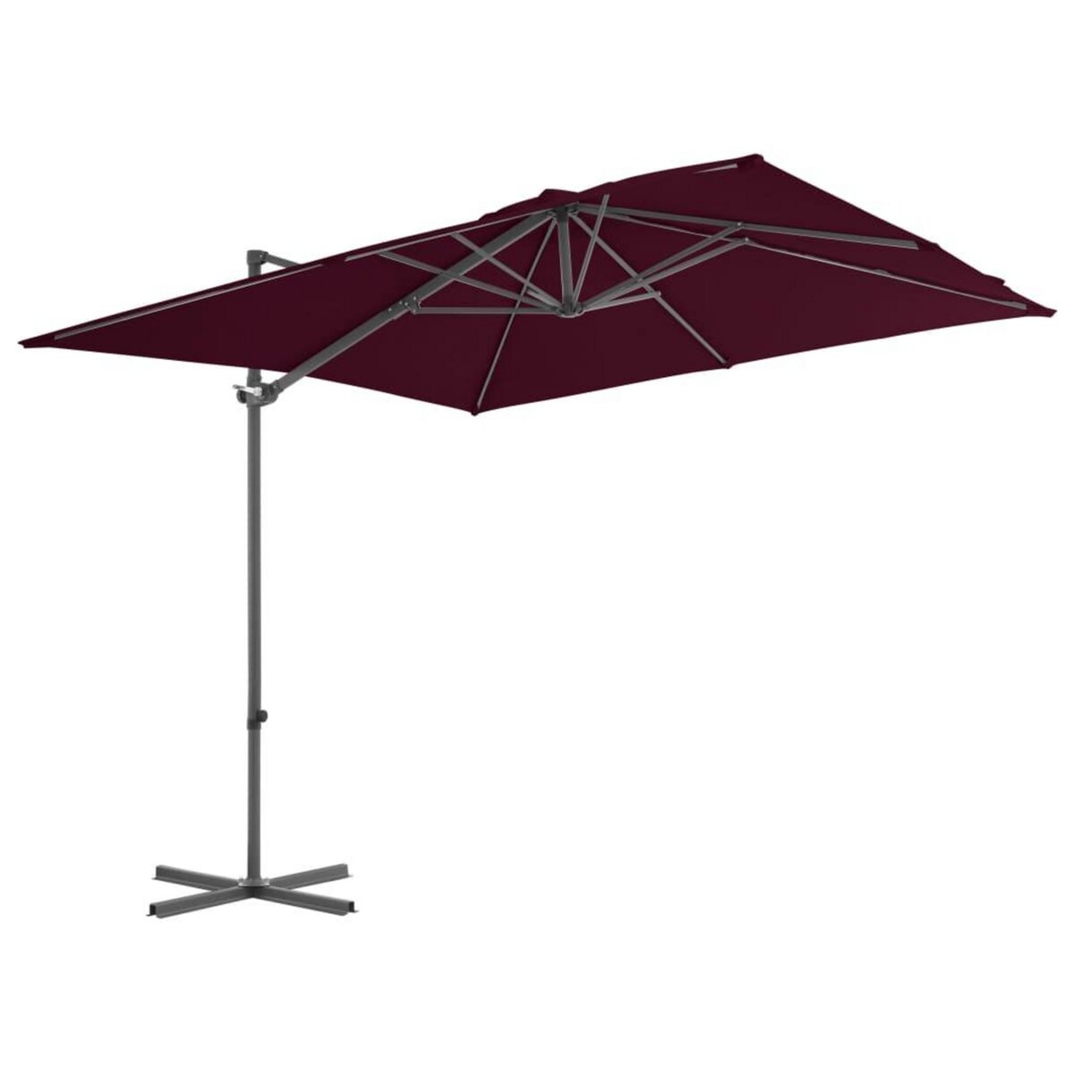 VIDAXL Parasol de jardin en porte-a-faux mat en acier rouge bordeaux