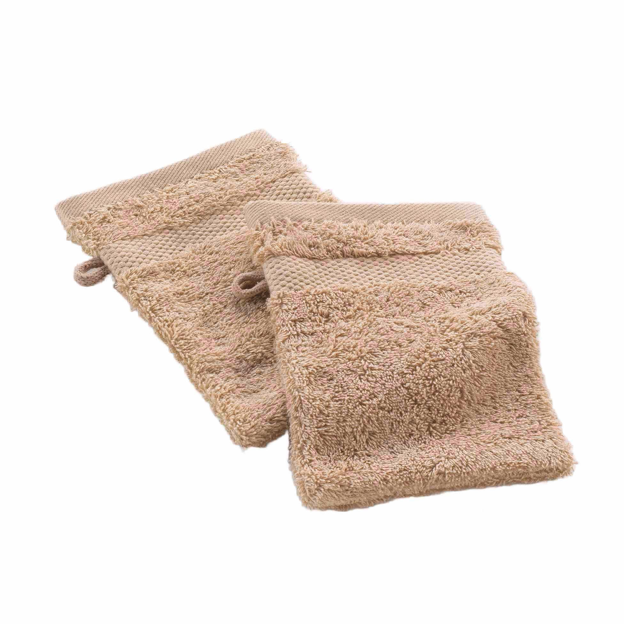 Eden Lot de 2 gants de toilette collection elegante. Coloris disponibles : Marron, Gris