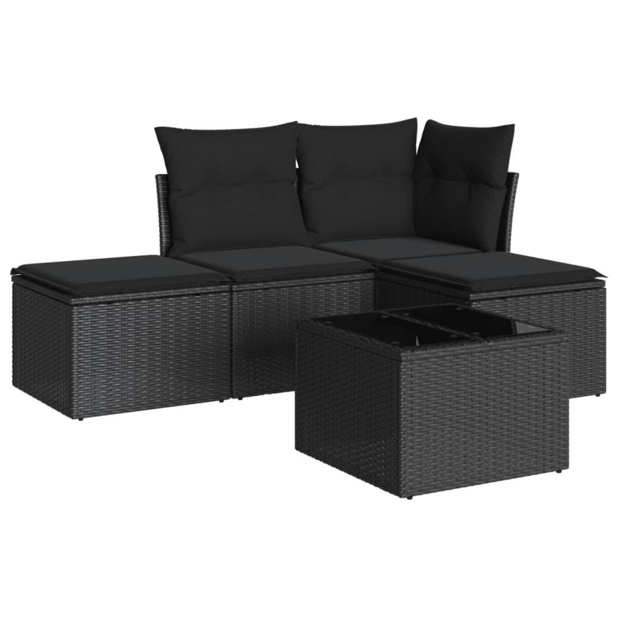 VIDAXL Salon de jardin 5 pcs avec coussins noir resine tressee