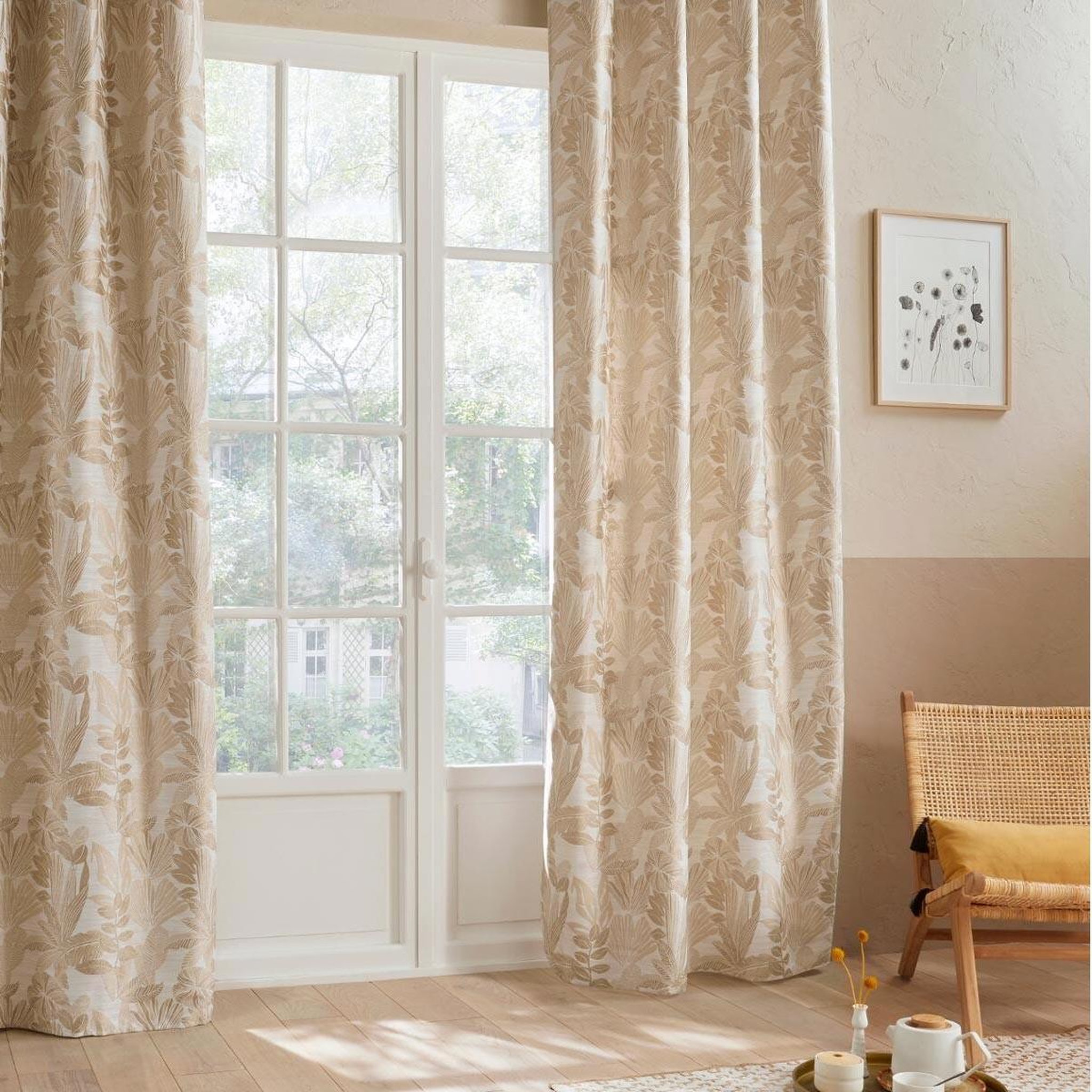 ATMOSPHERA Rideau jacquard à œillets  bejuco  140x260cm lin