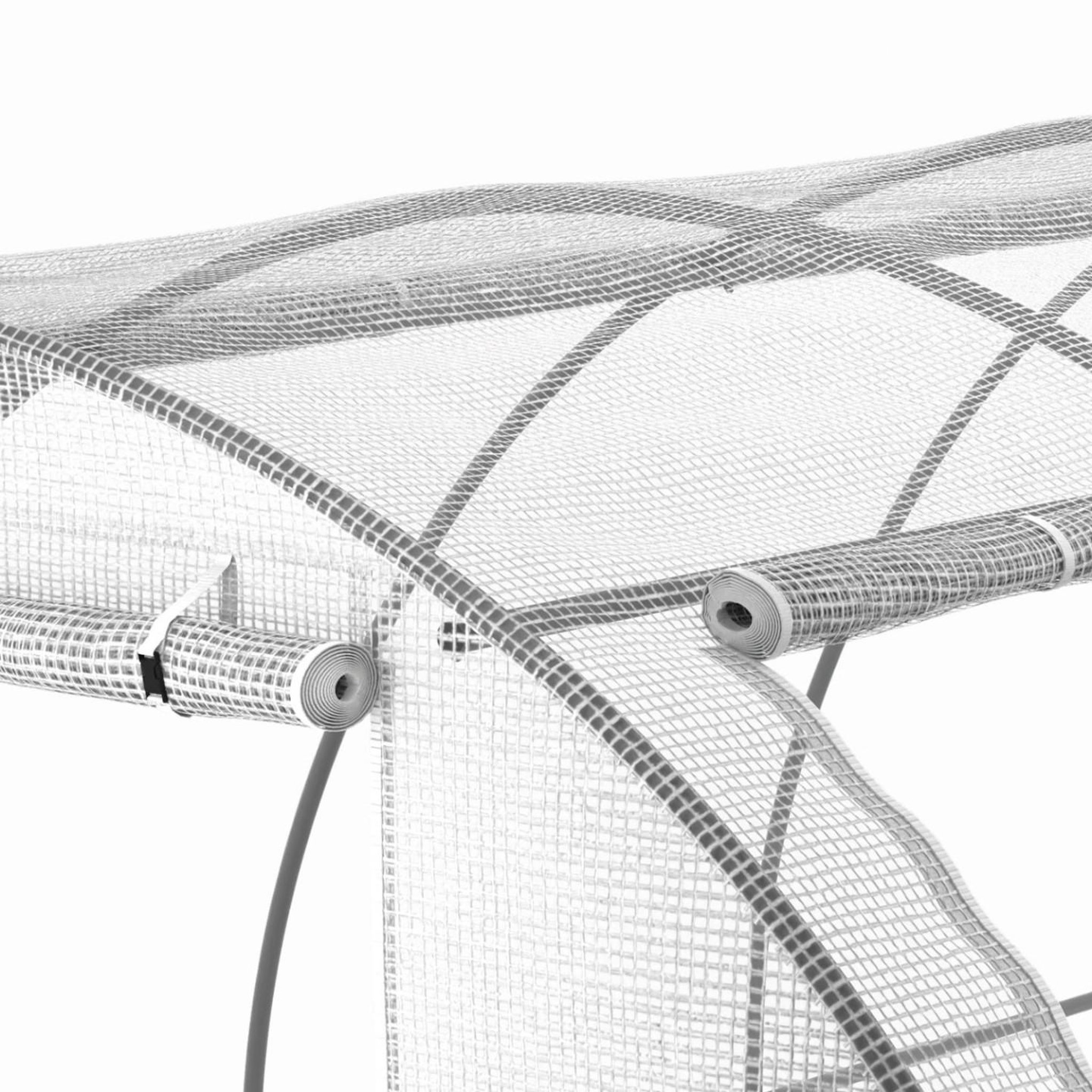 Voir la diapositive 6 : ID MARKET Serre de jardin tunnel 24m² 8 x 3 x 2 m acier galvanisé + bâche anti-uv avec porte et fenêtres des andes blanche toutes saisons