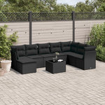 VIDAXL Salon de jardin 9 pcs avec coussins noir resine tressee