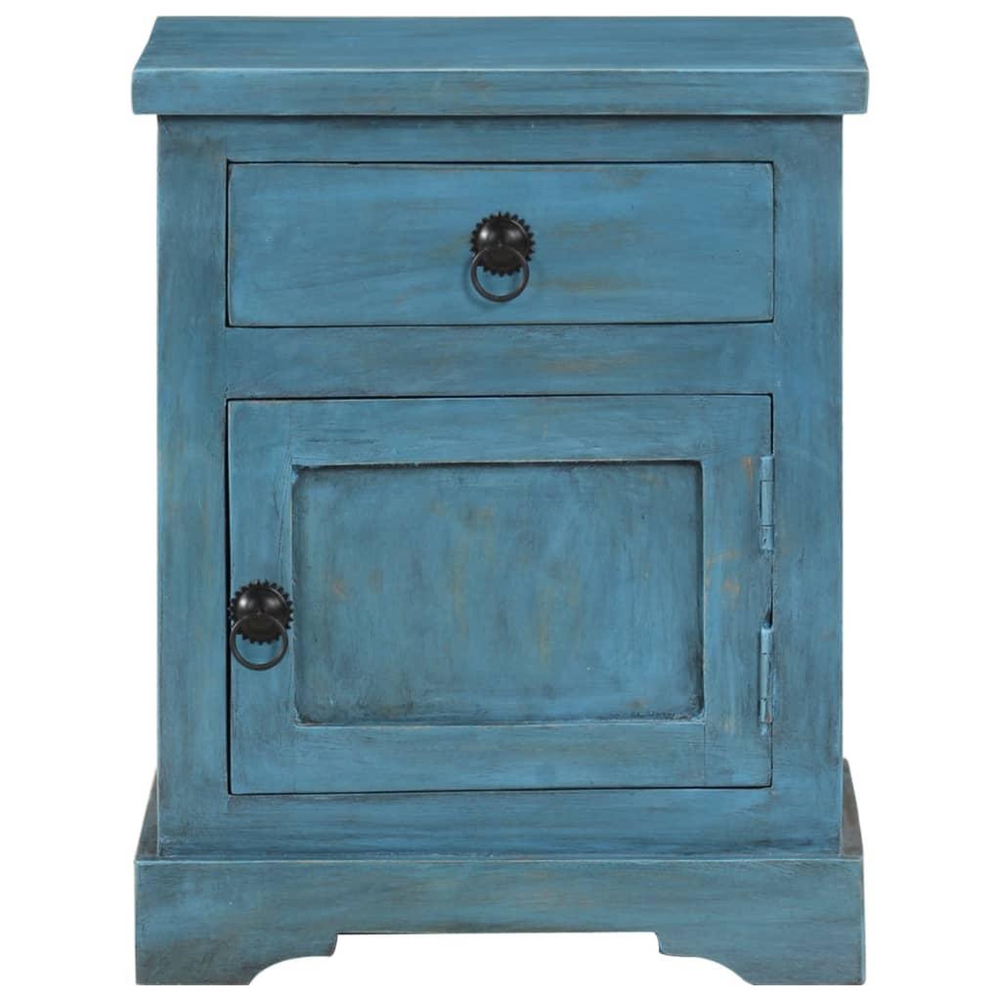 Voir la diapositive 2 : VIDAXL Table de chevet bois de manguier massif 40x30x50 cm bleu
