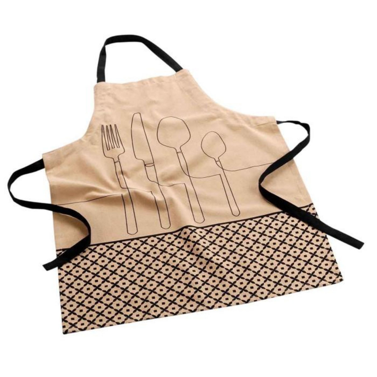 Paris Prix Tablier en Coton Recyclé  Cuisiline  84cm Beige