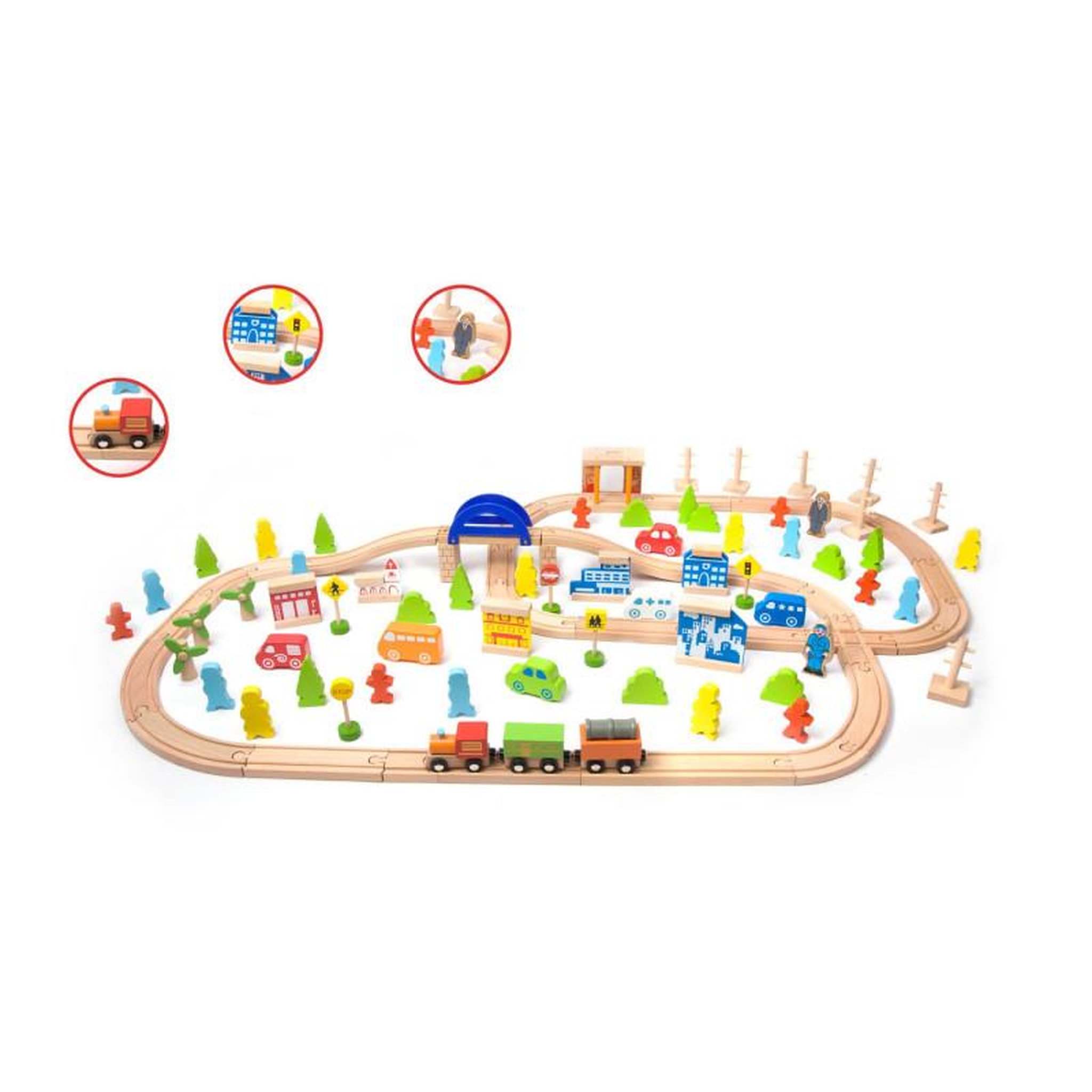 Voir la diapositive 2 : CLASSIC WORLD Classic World Wooden Train Set, 110 pcs.