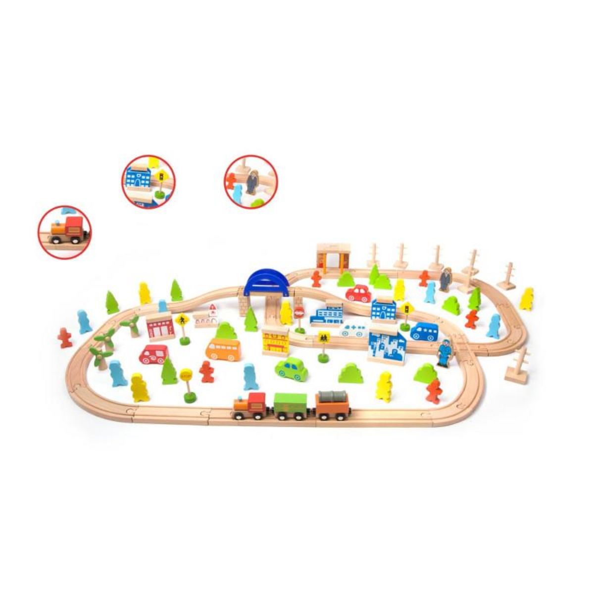 CLASSIC WORLD Classic World Wooden Train Set, 110 pcs.