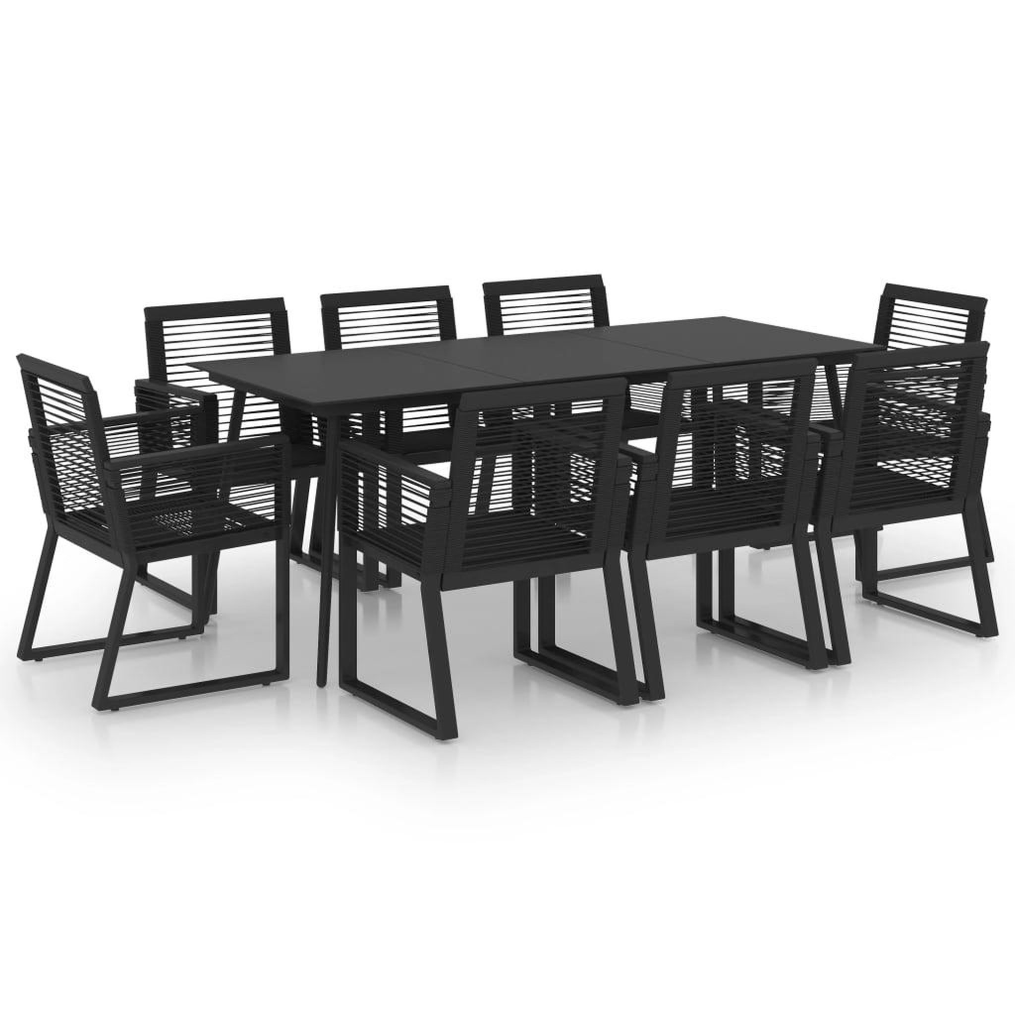 Voir la diapositive 2 : VIDAXL Ensemble a manger d'exterieur 9 pcs rotin pvc noir