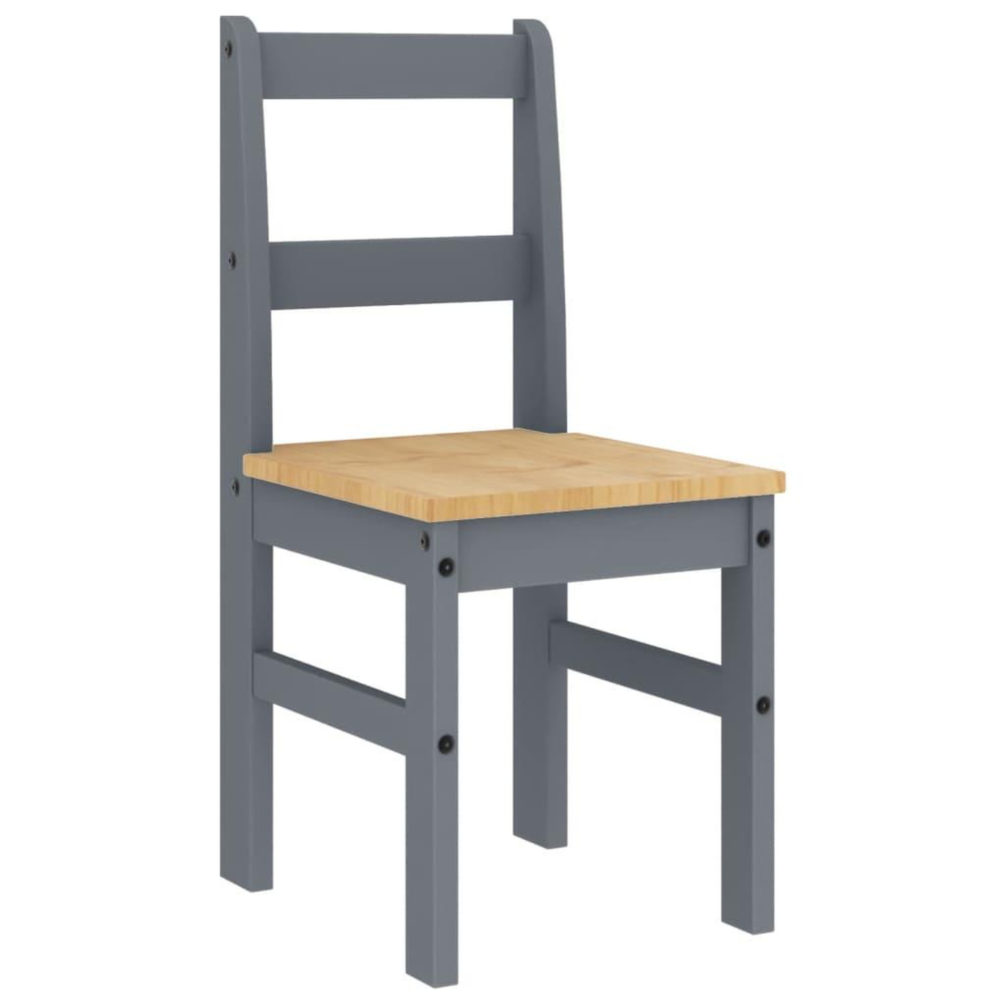 Voir la diapositive 5 : VIDAXL Chaises a manger lot de 2 Panama gris bois massif de pin