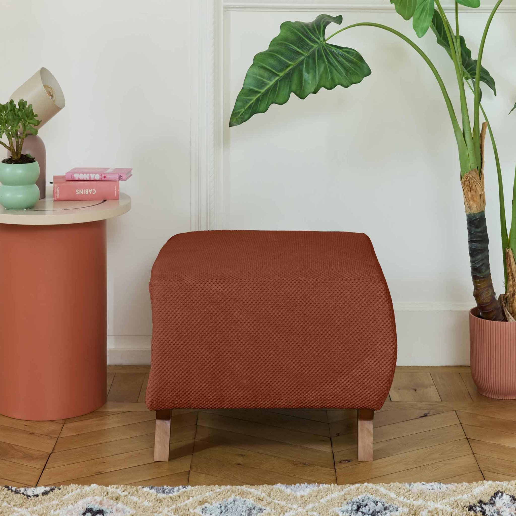 Voir la diapositive 2 : BEST MOBILIER Cristal - pouf modulable - 65 cm - en velours texturé