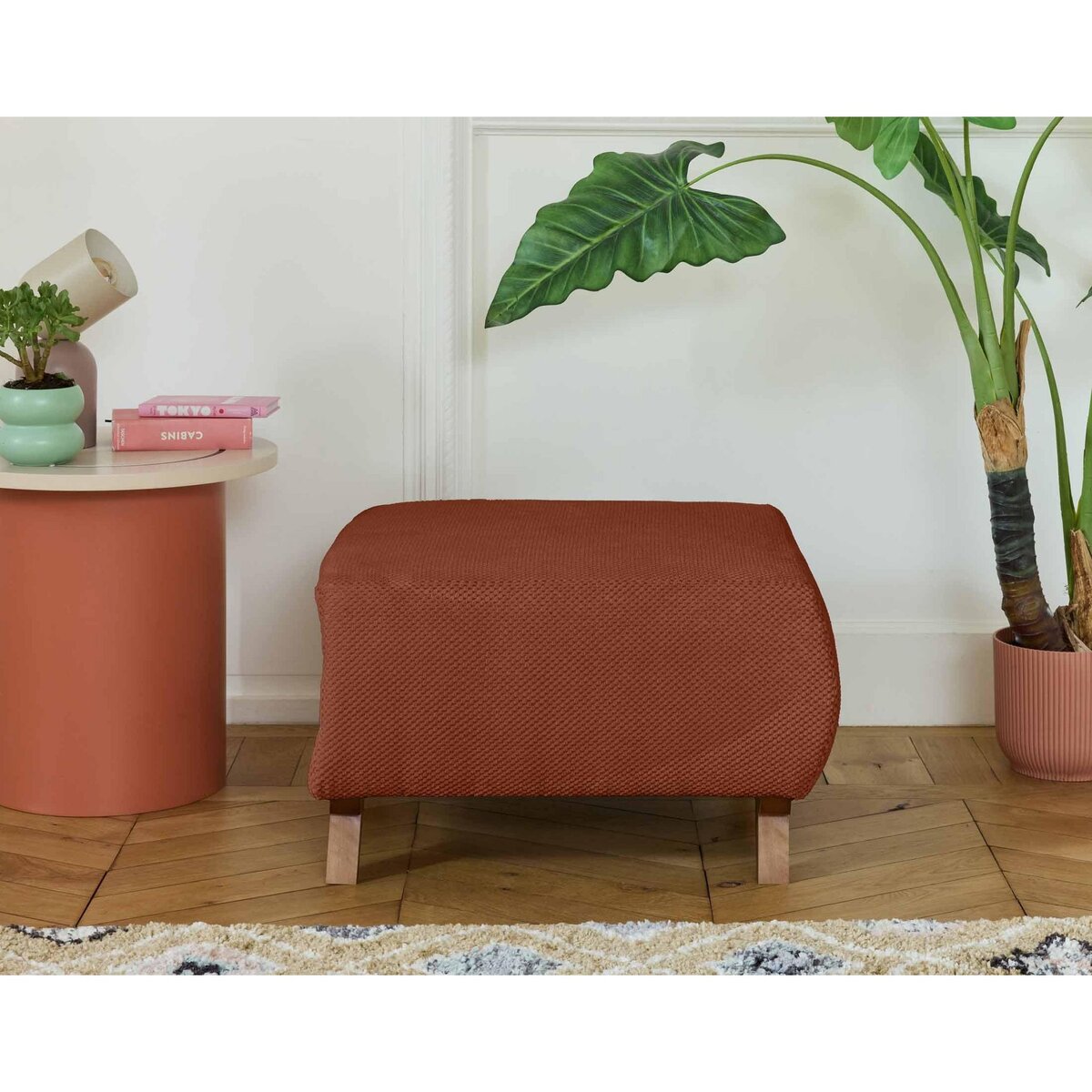 BEST MOBILIER Cristal - pouf modulable - 65 cm - en velours texturé