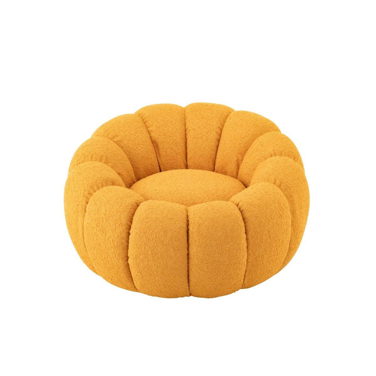 Paris Prix Fauteuil Coquillage en Tissu  Fleur  101cm Moutarde