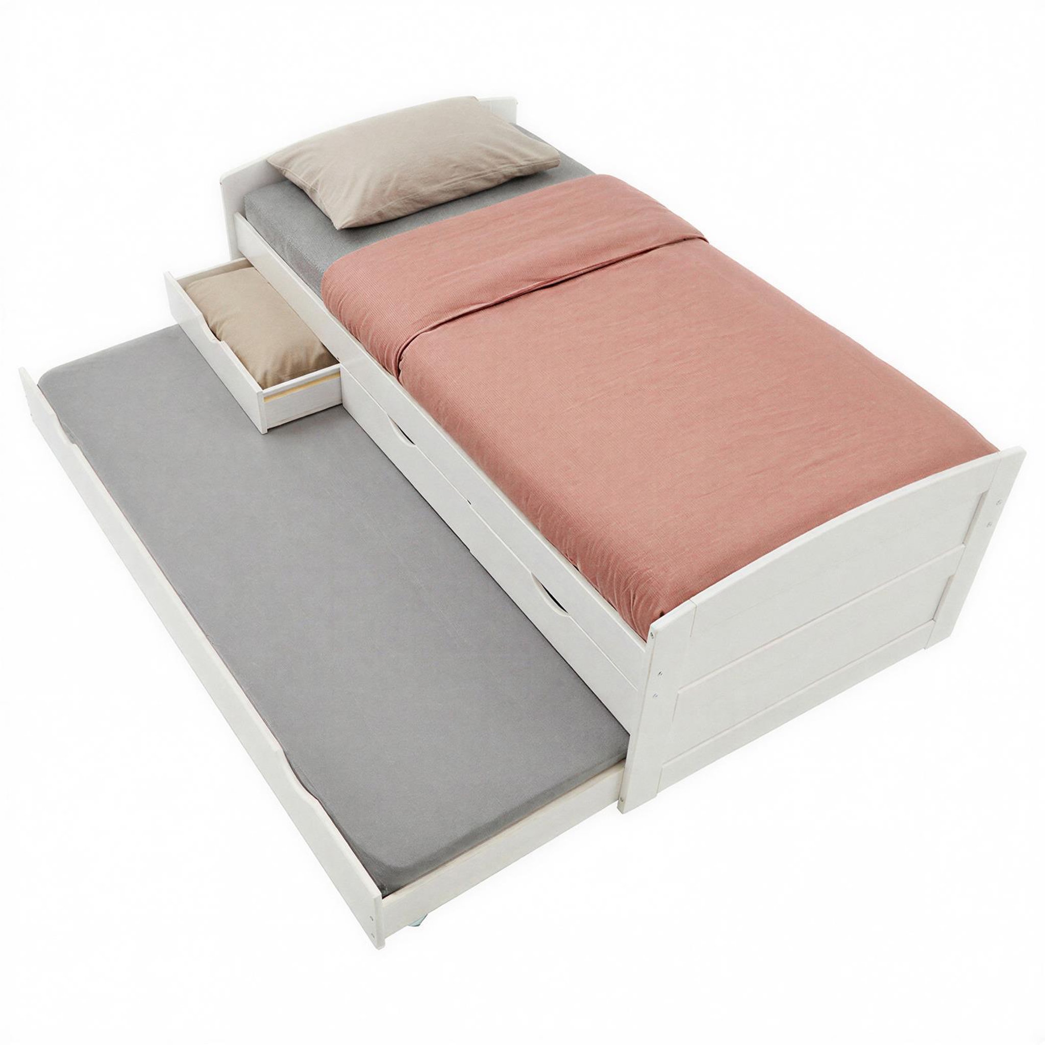 Voir la diapositive 6 : IDIMEX Lit gigogne avec rangements jessy, 90 x 190 cm en pin massif