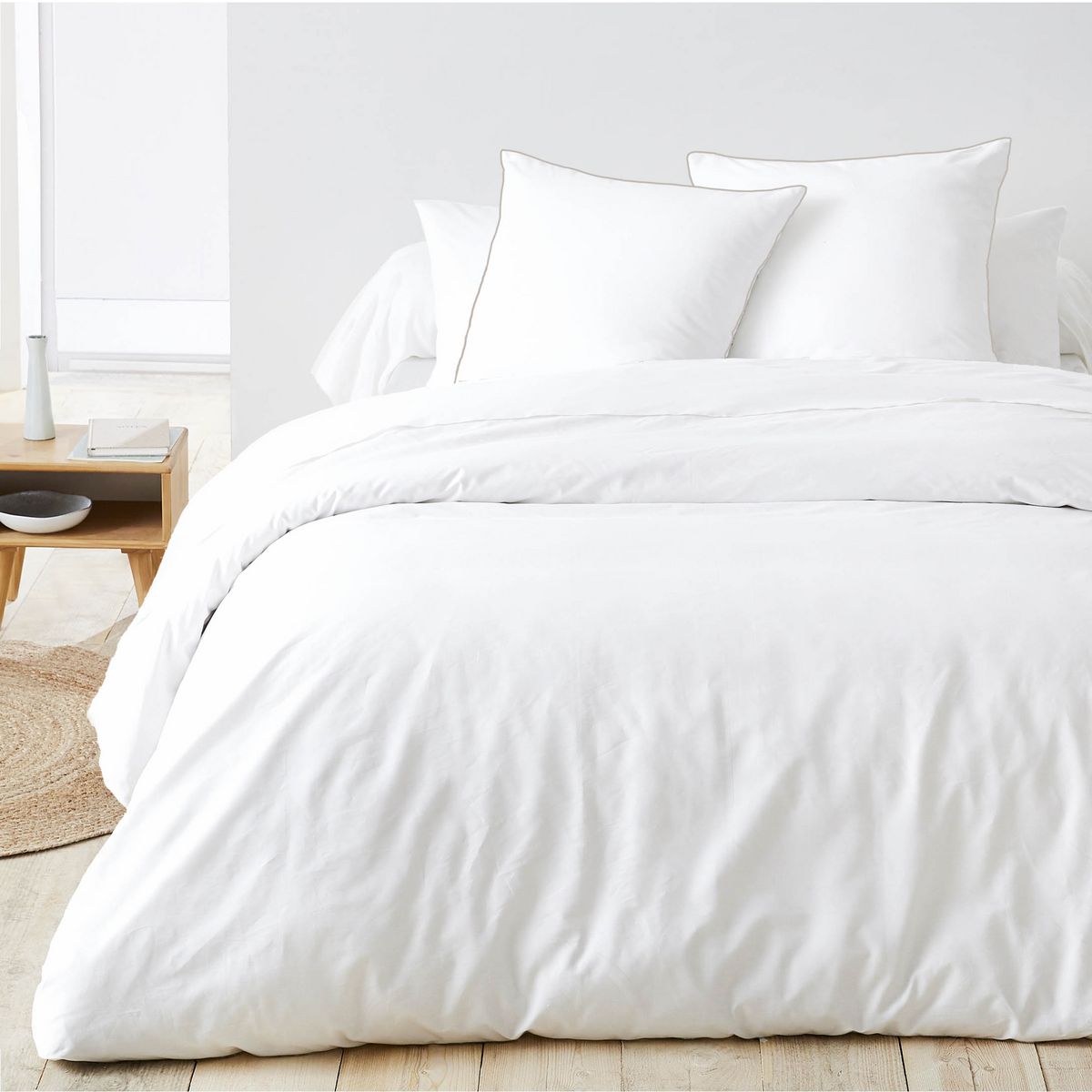 Taie d'oreiller unie en coton percale