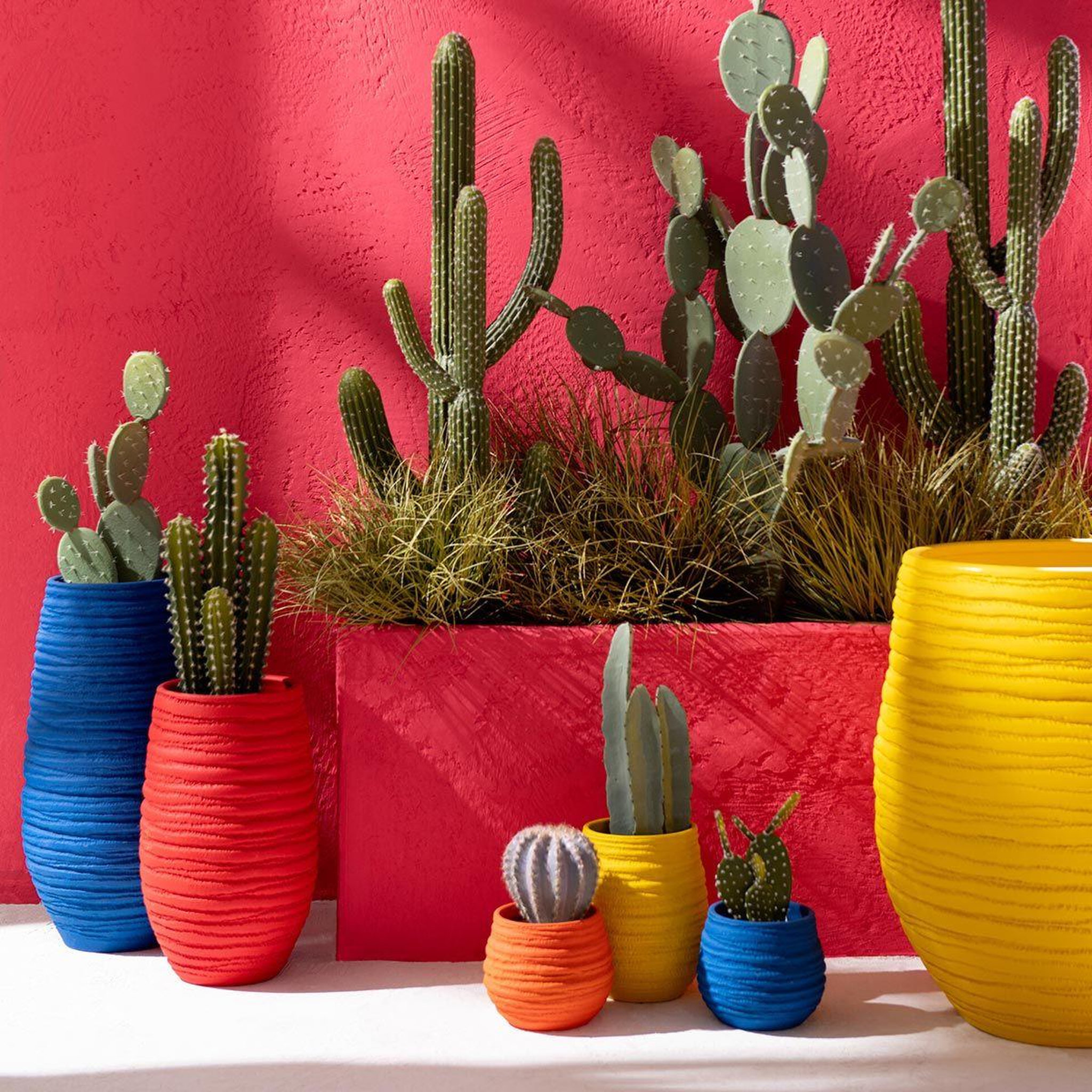 Voir la diapositive 4 : J-LINE Vase en céramique  fiesta  55cm bleu