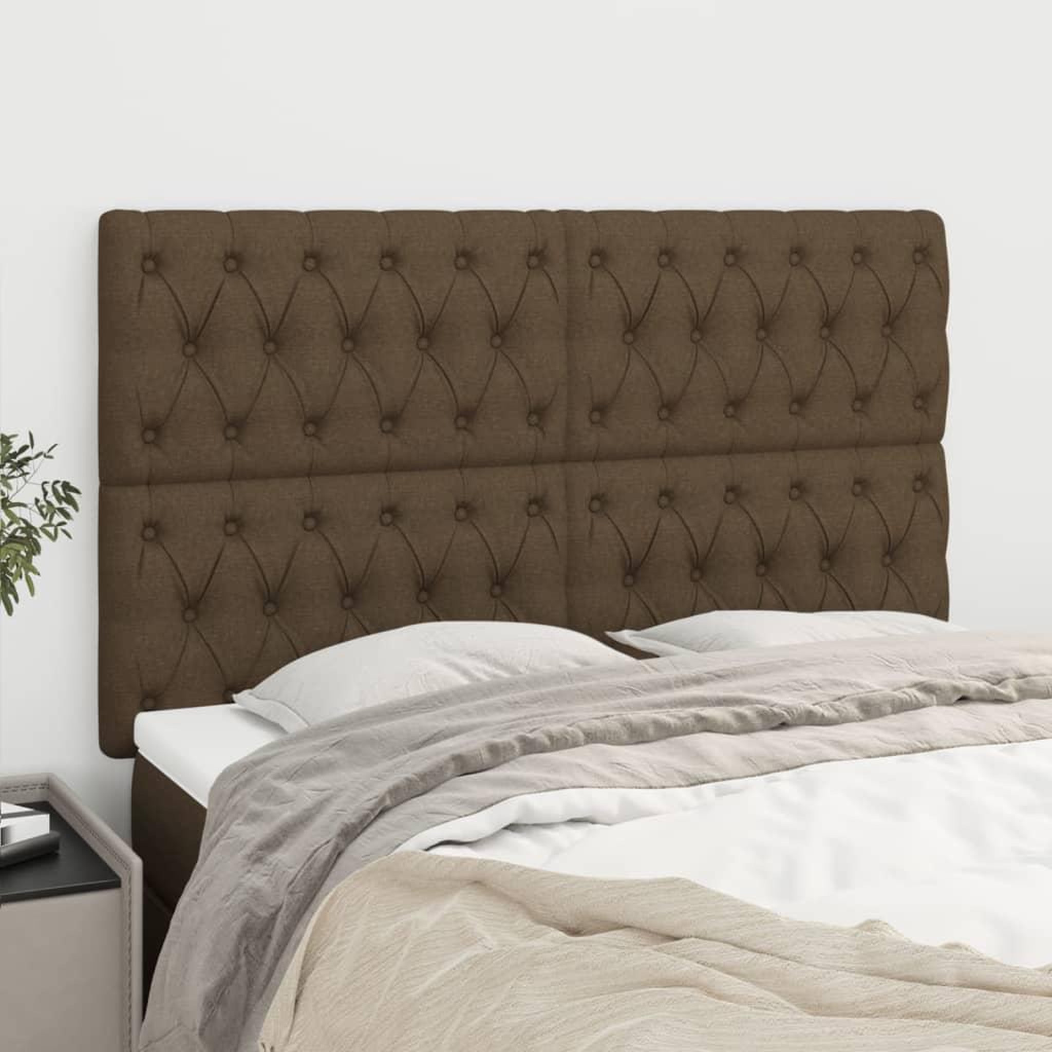 Voir la diapositive 1 : VIDAXL Tetes de lit 4 pcs Marron fonce 72x7x78/88 cm Tissu