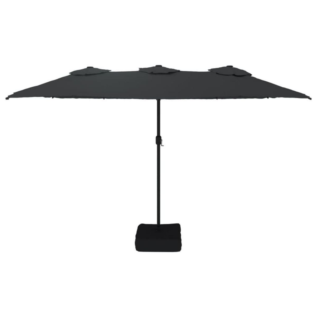 VIDAXL Parasol de jardin a double tete avec LED noir 449x245 cm