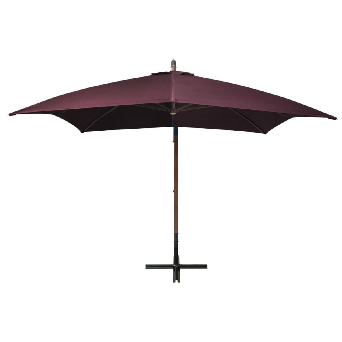 VIDAXL Parasol de jardin suspendu et mat rouge bordeaux bois de sapin
