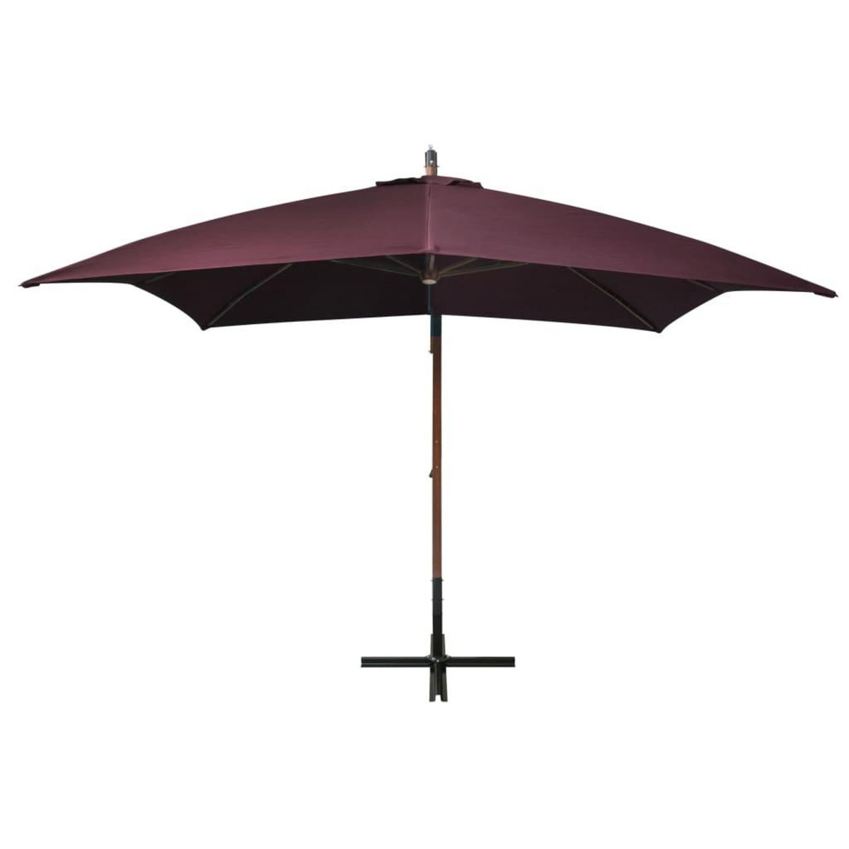 VIDAXL Parasol de jardin suspendu et mat rouge bordeaux bois de sapin