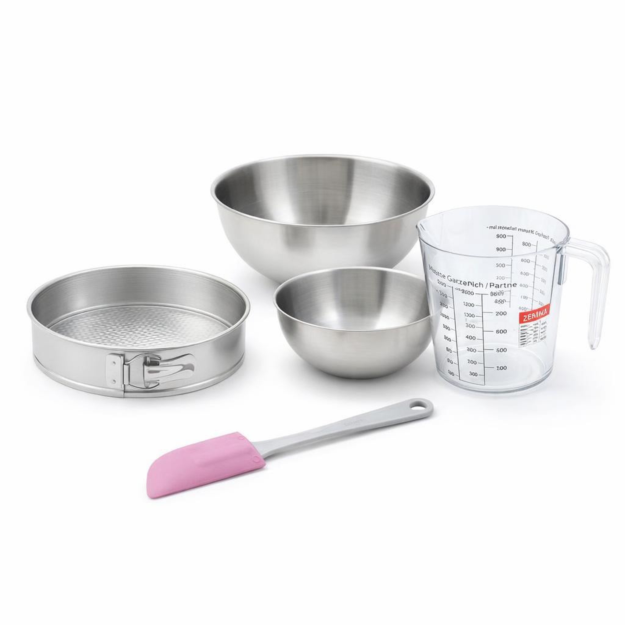 ZENKER Set de 5 ustensiles de pâtisserie moule à gâteaux bol spatule pâtisserie et verre doseur zenker silver