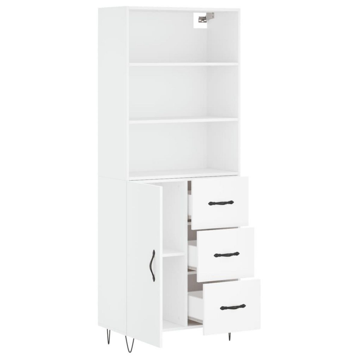 VIDAXL Buffet haut Blanc 69,5x34x180 cm Bois d'ingenierie