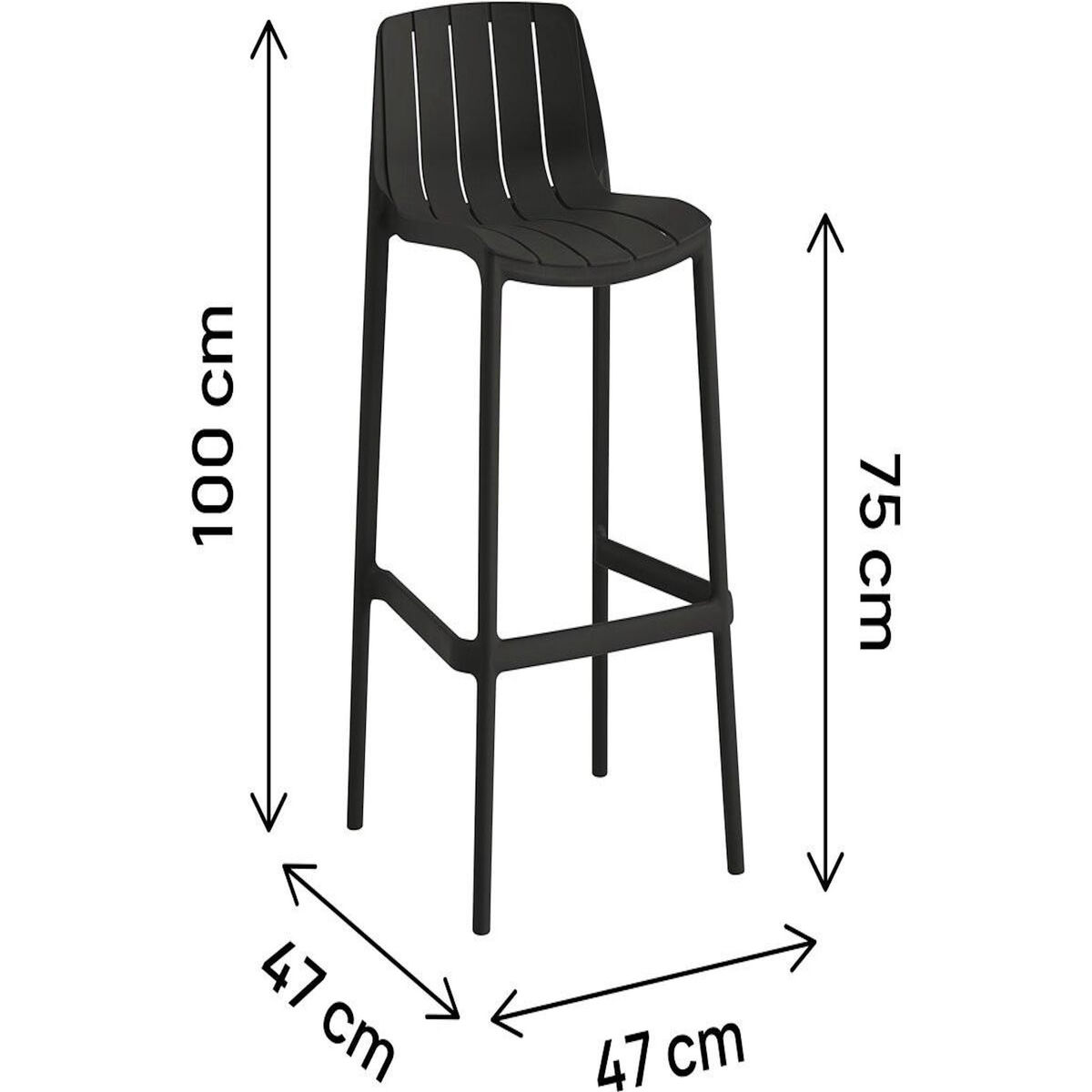 Habitat et Jardin Lot de 2 chaises hautes de jardin empilable  Vaena  - Noir