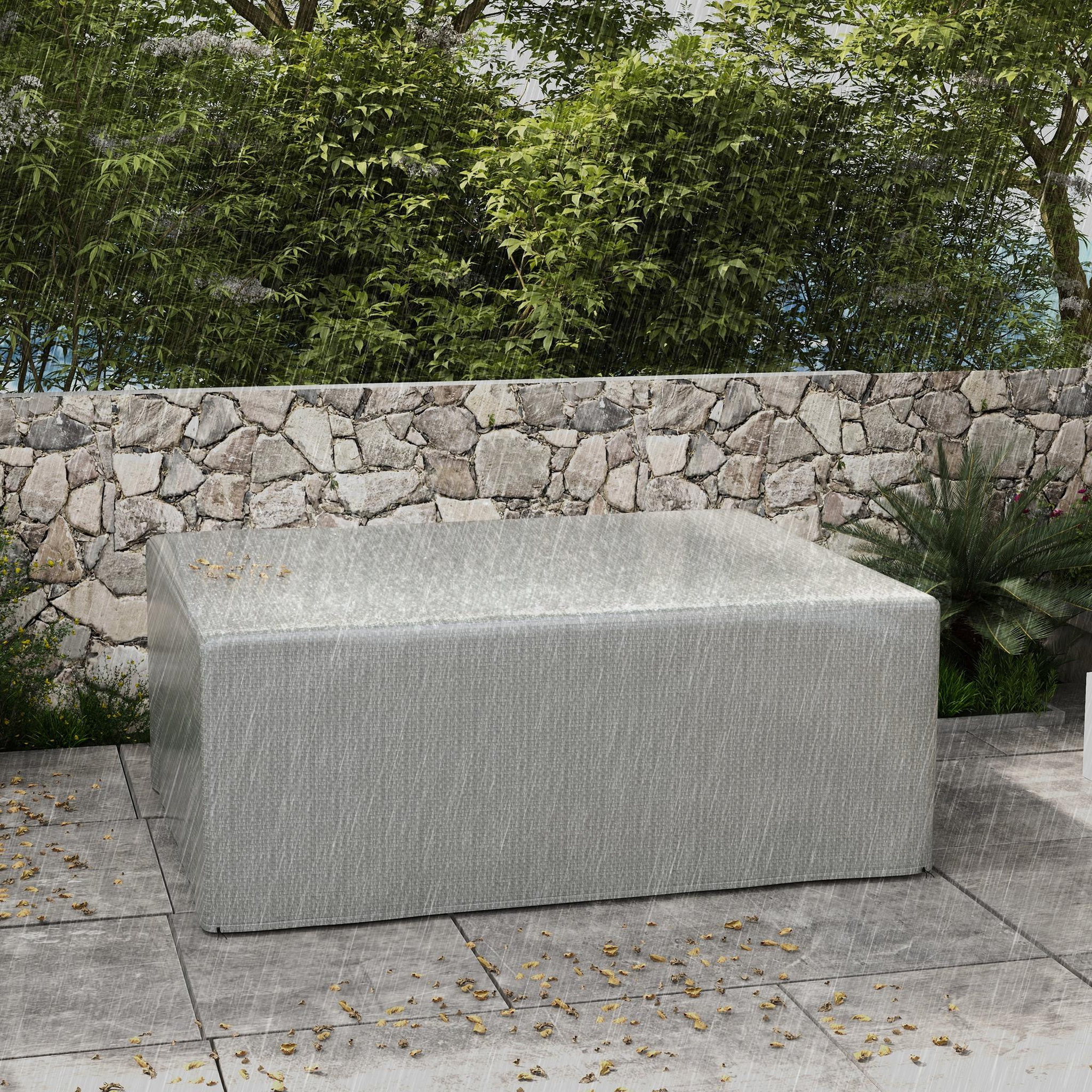 Voir la diapositive 2 : OUTSUNNY Housse de protection mobilier de jardin bâche étanche anti-uv pe haute densité gris