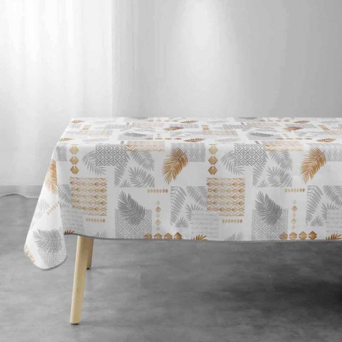 Paris Prix Nappe Imprimée  Olenna  150x300cm Jaune & Blanc