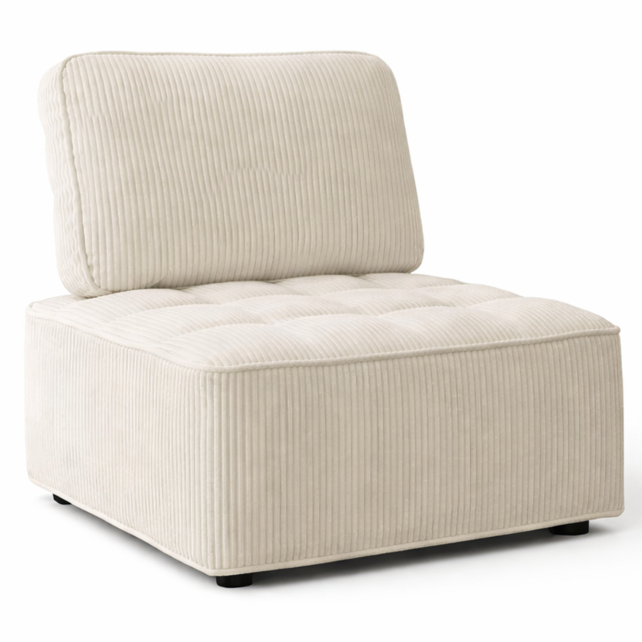 ID MARKET Module de canapé et fauteuil alfie en velours côtelé beige