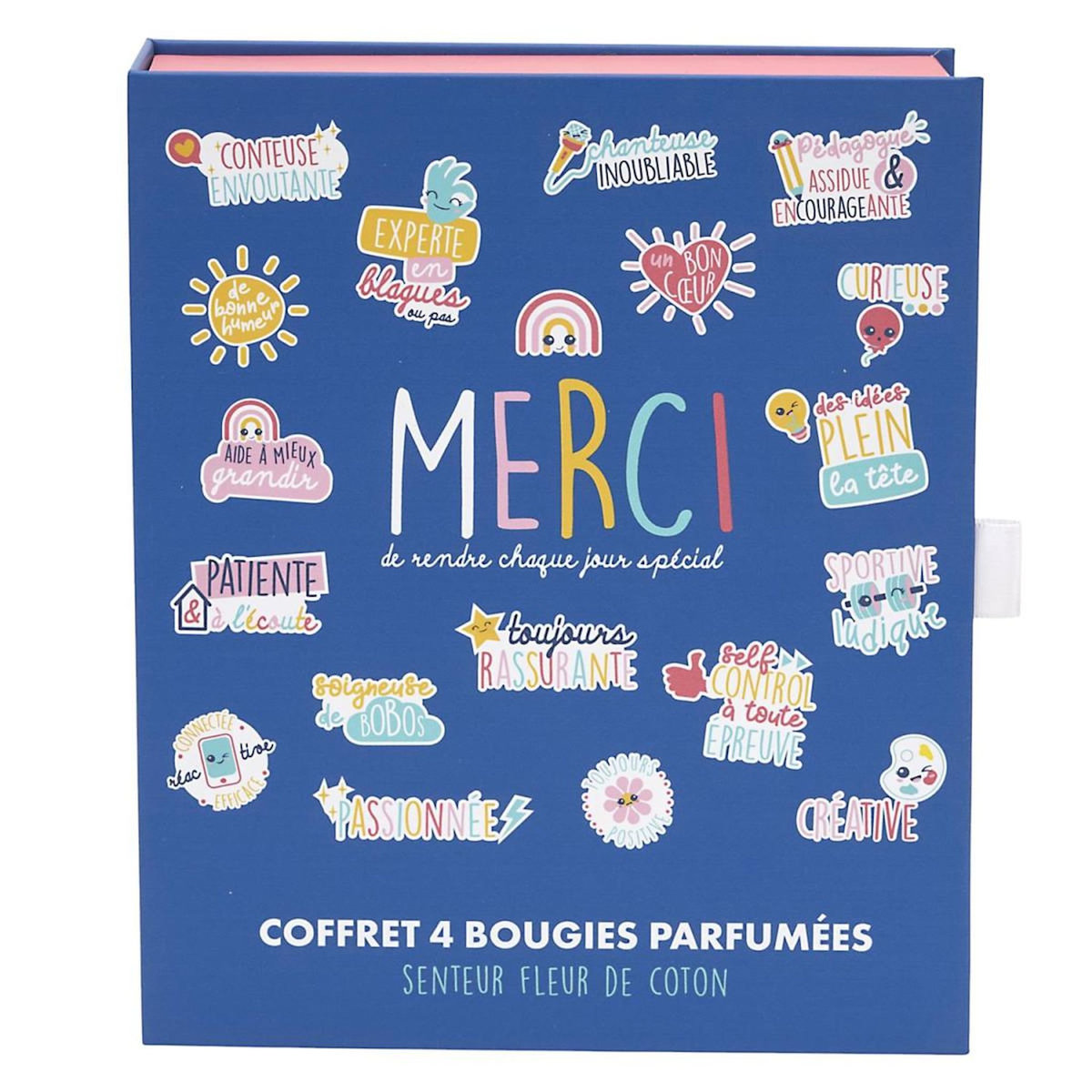 Paris Prix Coffret 4 Bougies Parfumées  Merci  18cm Fleur de Coton