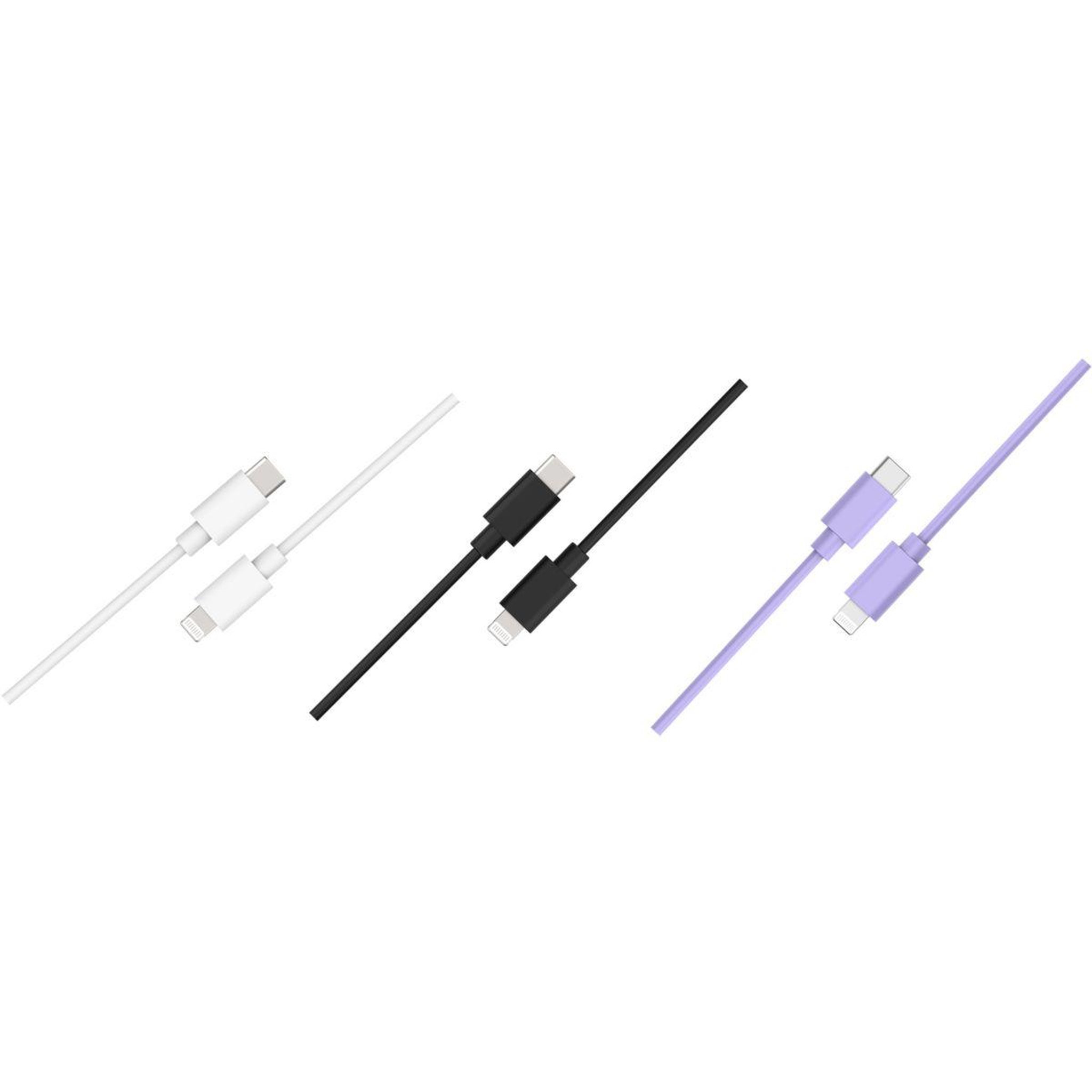 ESSENTIEL B Câble Lightning pack 3 câbles USB-C 1M Blanc/Noir/Mauve