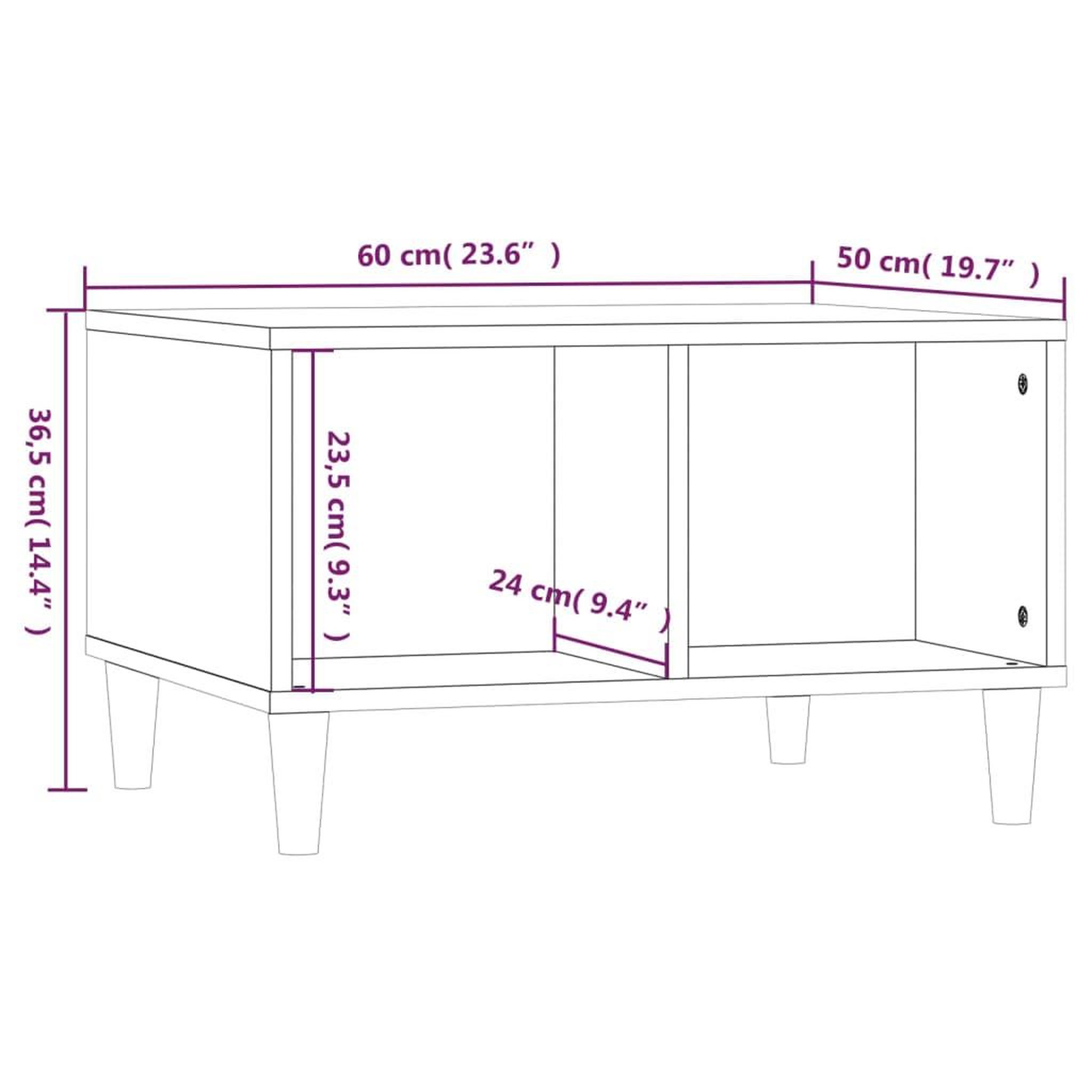 Voir la diapositive 6 : VIDAXL Table basse Sonoma gris 60x50x36,5 cm Bois d'ingenierie
