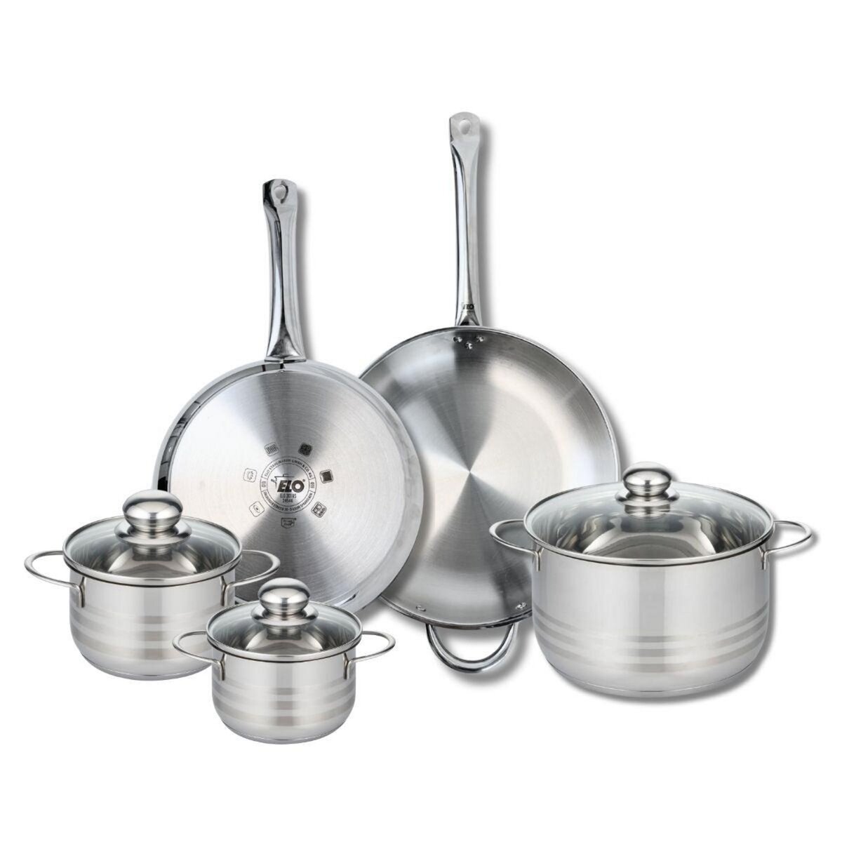 ELO Ensemble de 2 Poêles de cuisson 28 et 32 cm et 3 faitouts 14, 16 et 24 cm Elo Profi Brillant