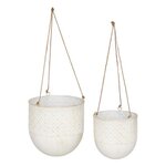 ATMOSPHERA Lot de 2 Cache-Pots à Suspendre en Métal  Tino  40cm Blanc