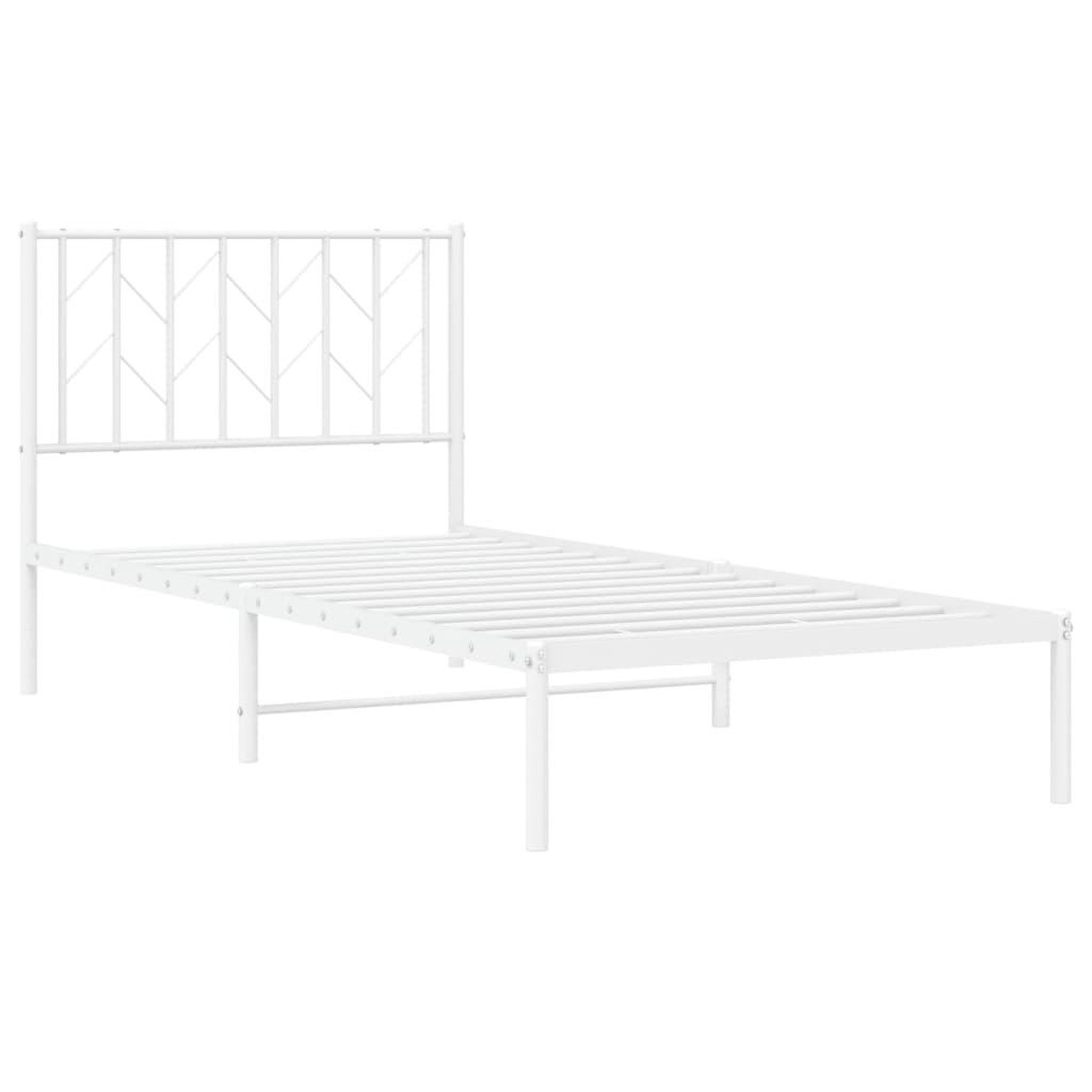 Voir la diapositive 4 : VIDAXL Cadre de lit metal sans matelas avec tete de lit blanc 90x190cm