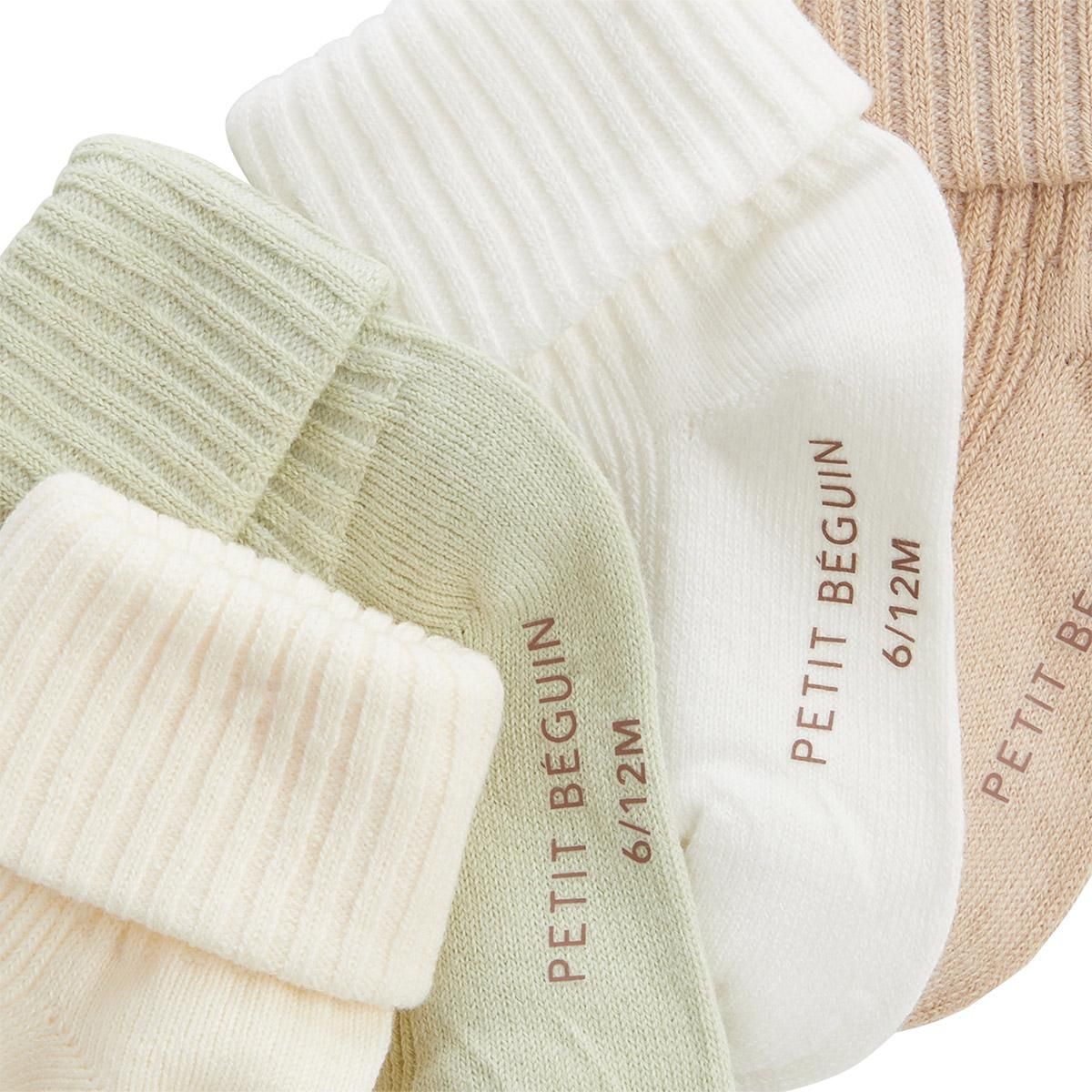 Petit Béguin Lot de 4 chaussettes bébé Hello Baby