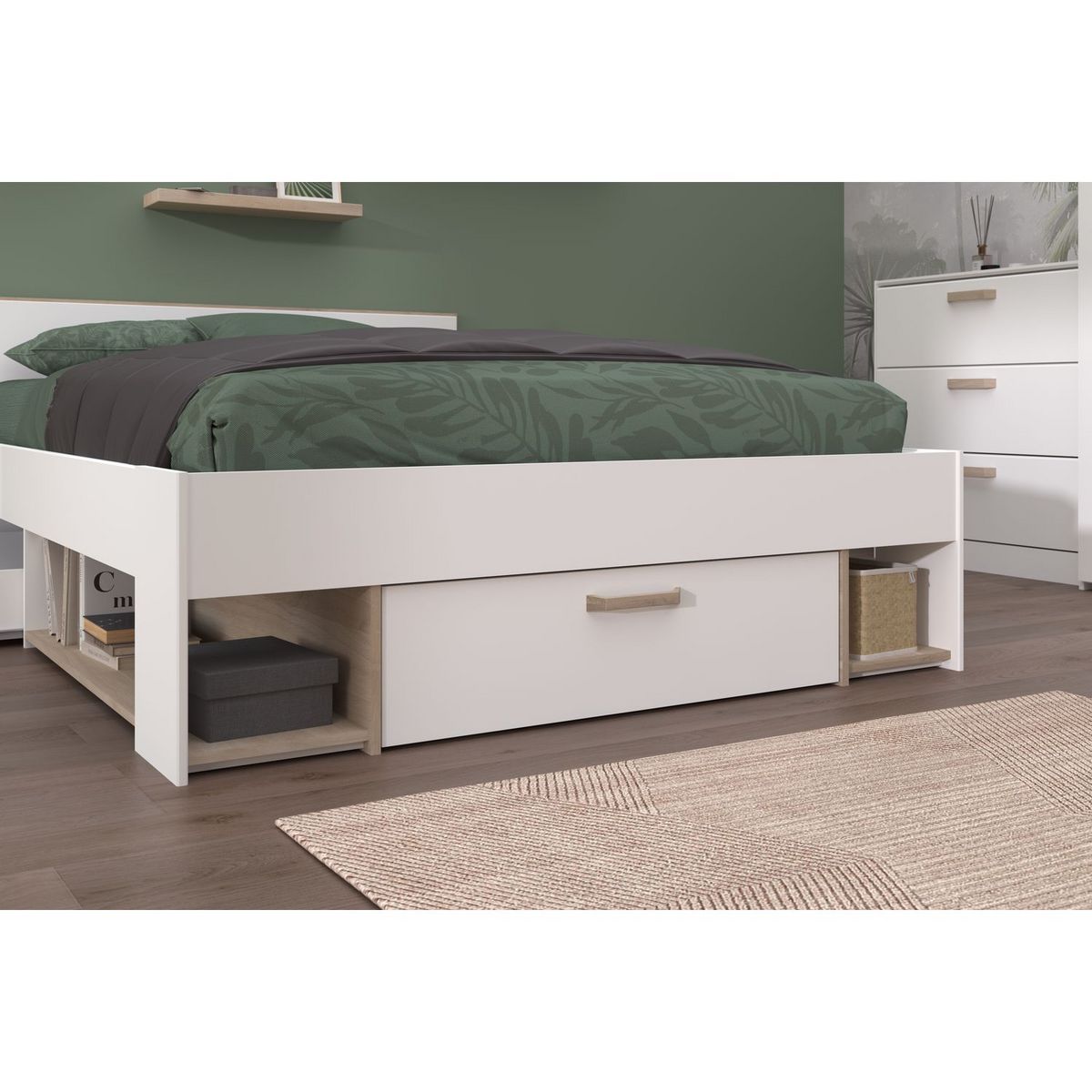 Lit double avec rangements 140X190/200 cm SANDRINE