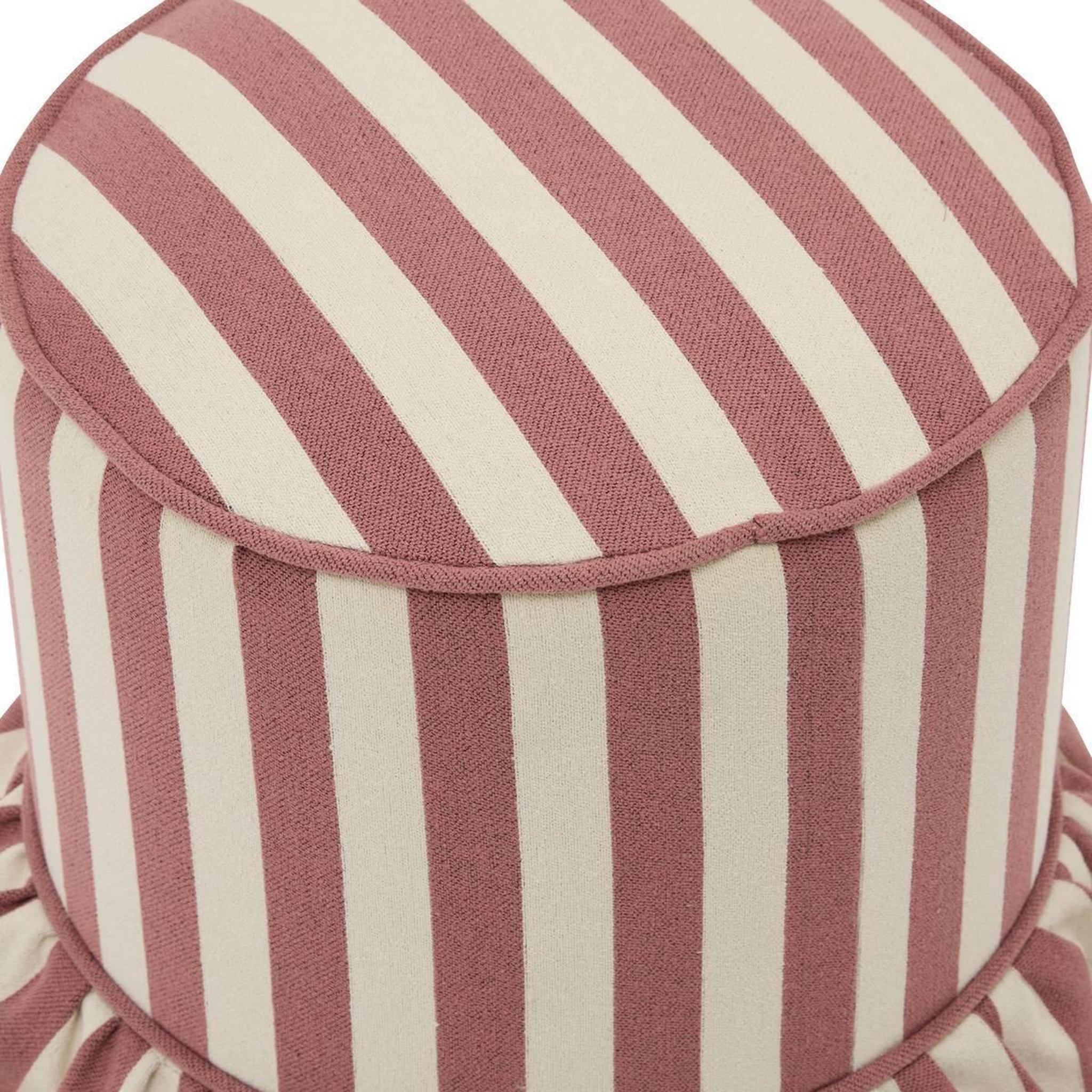 Voir la diapositive 2 : ATMOSPHERA Pouf rayé à volant  fiora  41cm rose