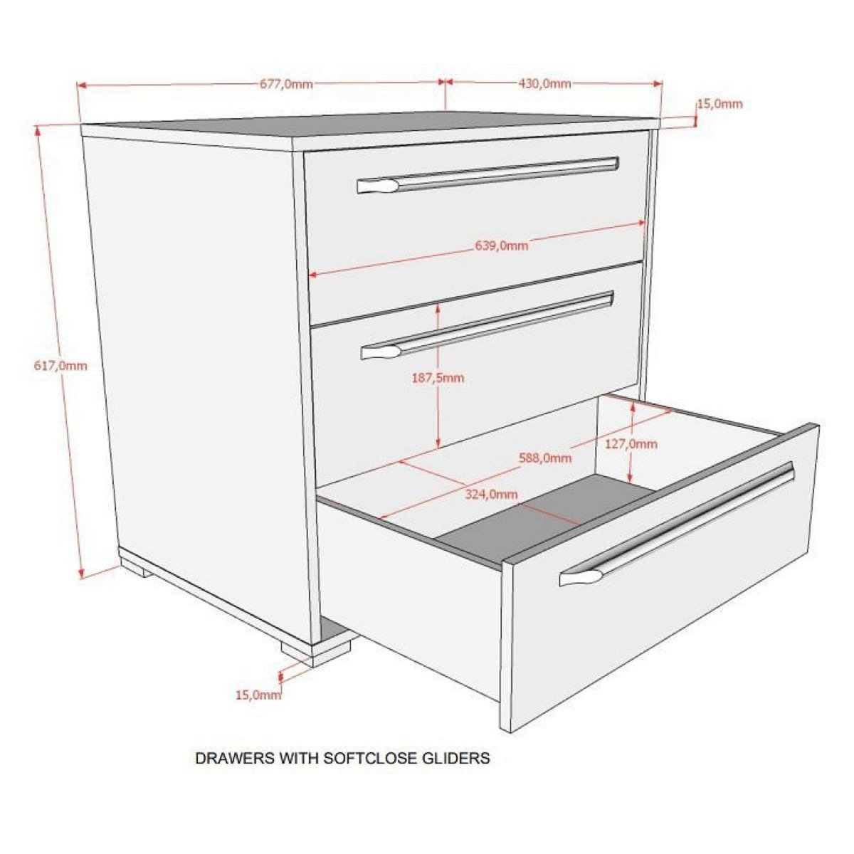 Vipack Commode 3 tiroirs sam blanc