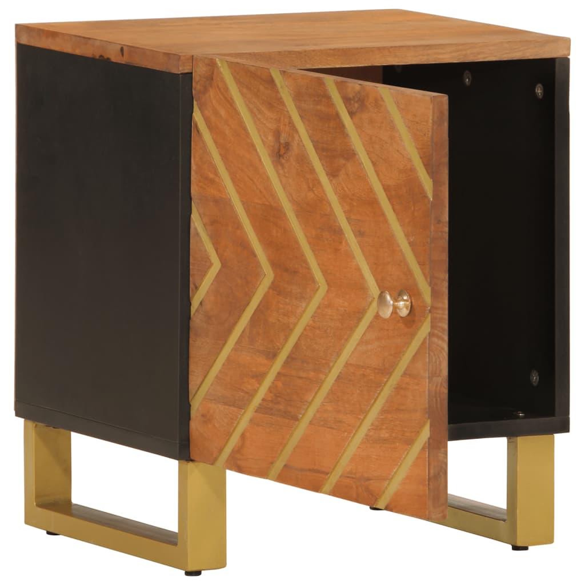 Voir la diapositive 3 : VIDAXL Table de chevet marron et noir bois de manguier solide