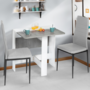 Voir la diapositive 2 : ID MARKET Table console pliable EDI 2-4 personnes blanche plateau effet béton 103 x 76 cm