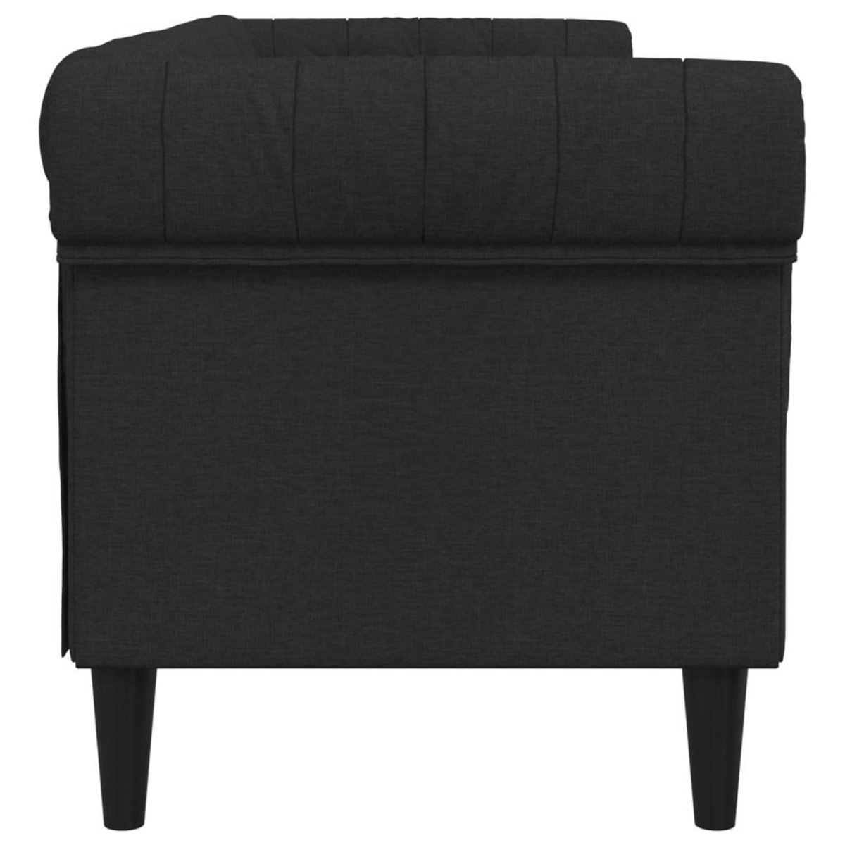 VIDAXL Canape Chesterfield 3 places noir tissu