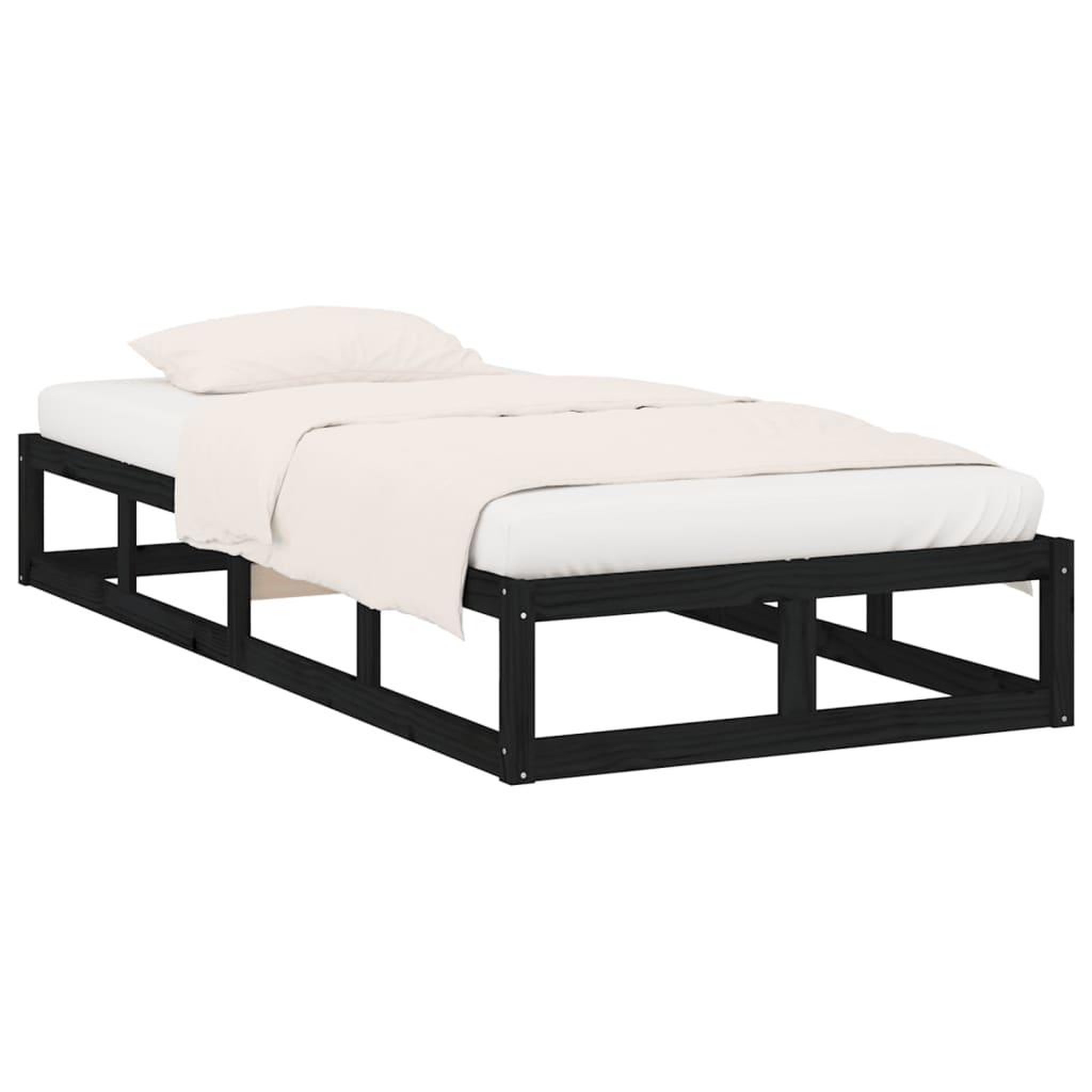 Voir la diapositive 3 : VIDAXL Cadre de lit sans matelas noir 75x190 cm bois massif