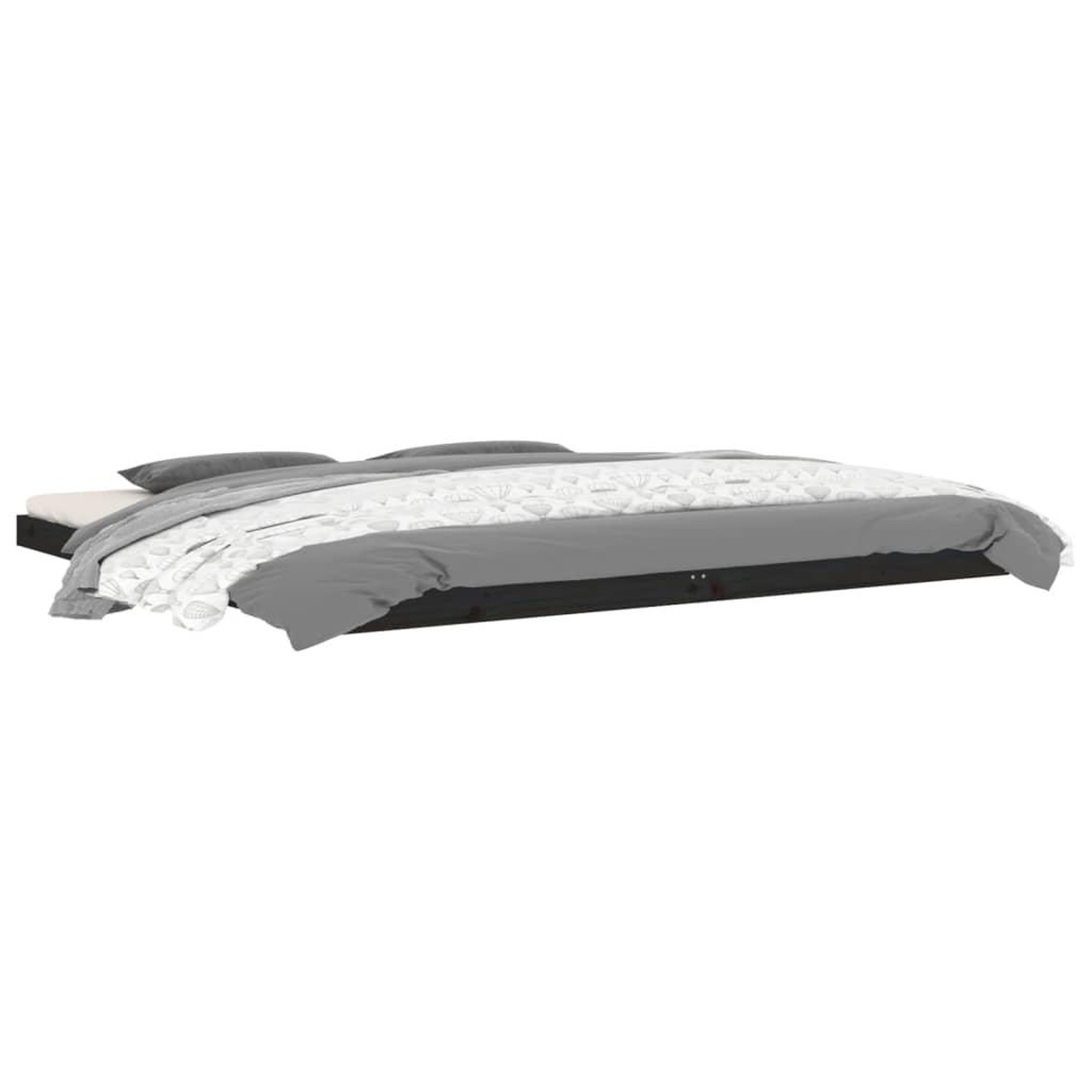 Voir la diapositive 3 : VIDAXL Cadre de lit sans matelas noir 200x200 cm bois massif de pin