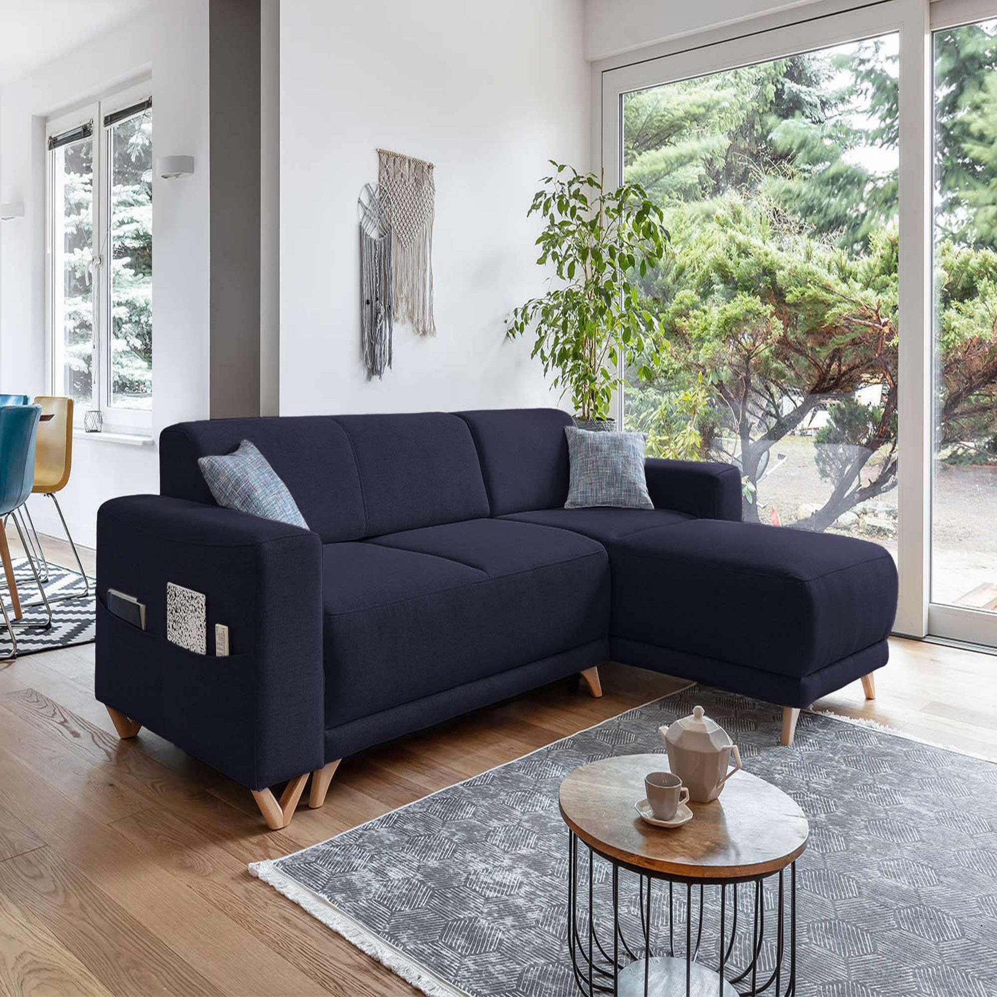 Voir la diapositive 1 : BEST MOBILIER Bella - canapé d'angle réversible convertible - avec coffre - 4 places - tissu