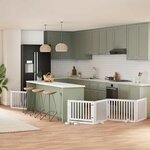 VIDAXL Barriere pour chien porte pliable 8panneaux blanc bois peuplier