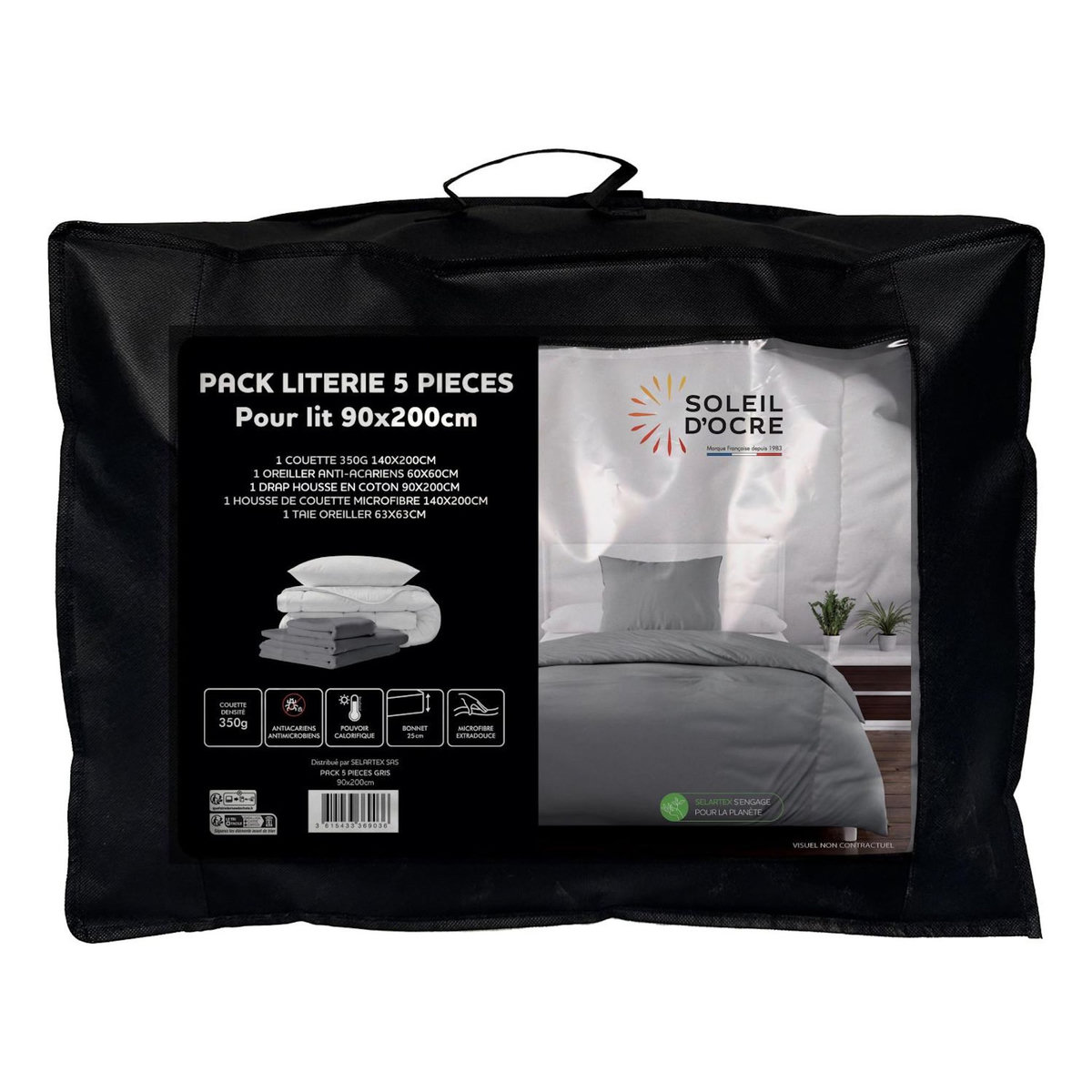 SOLEIL D'OCRE Ensemble couette et parure 5 Pièces BOHEME pour lit en 90x200 cm, par Soleil d'ocre