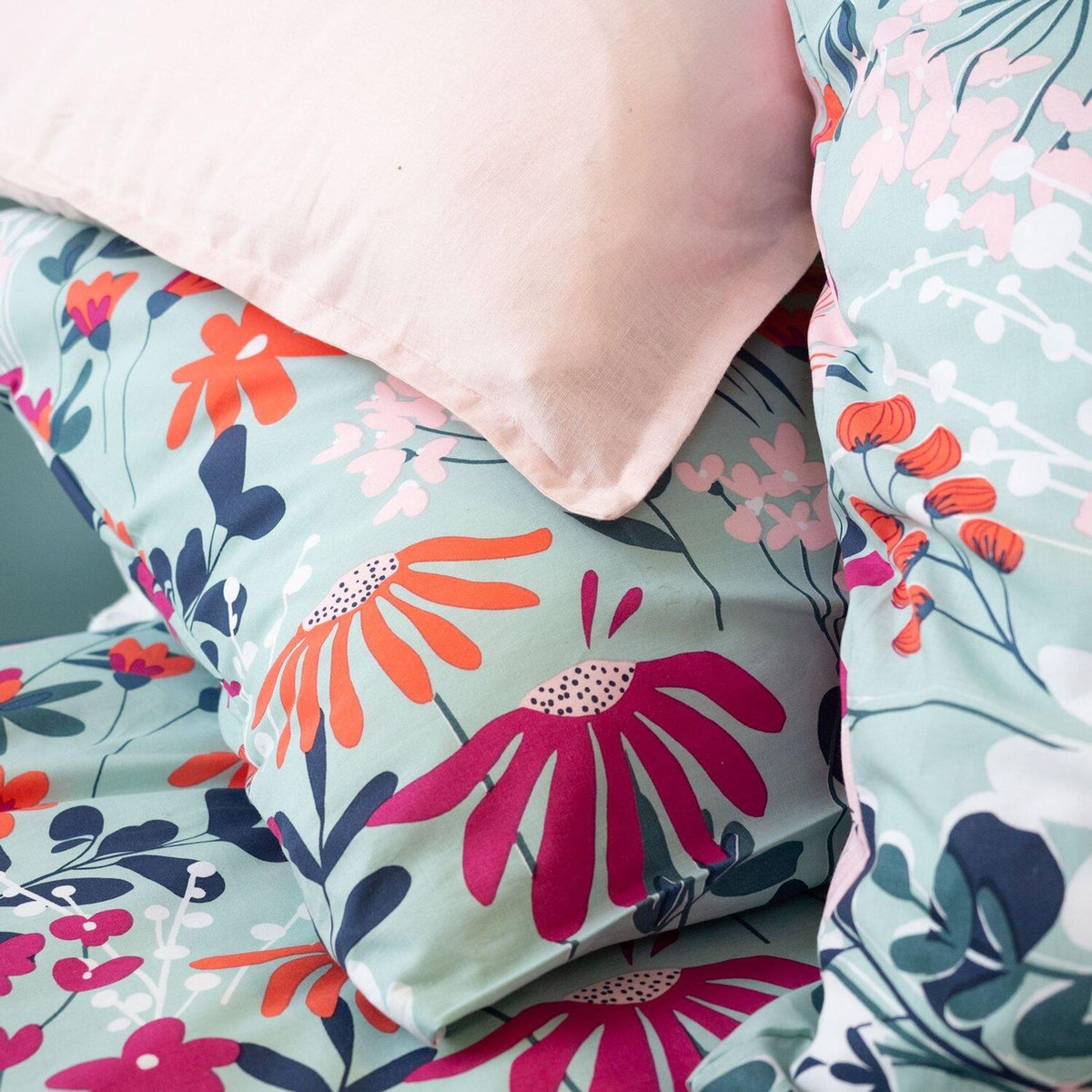Home collection Parure housse de couette coton bio 57fils/cm-flore