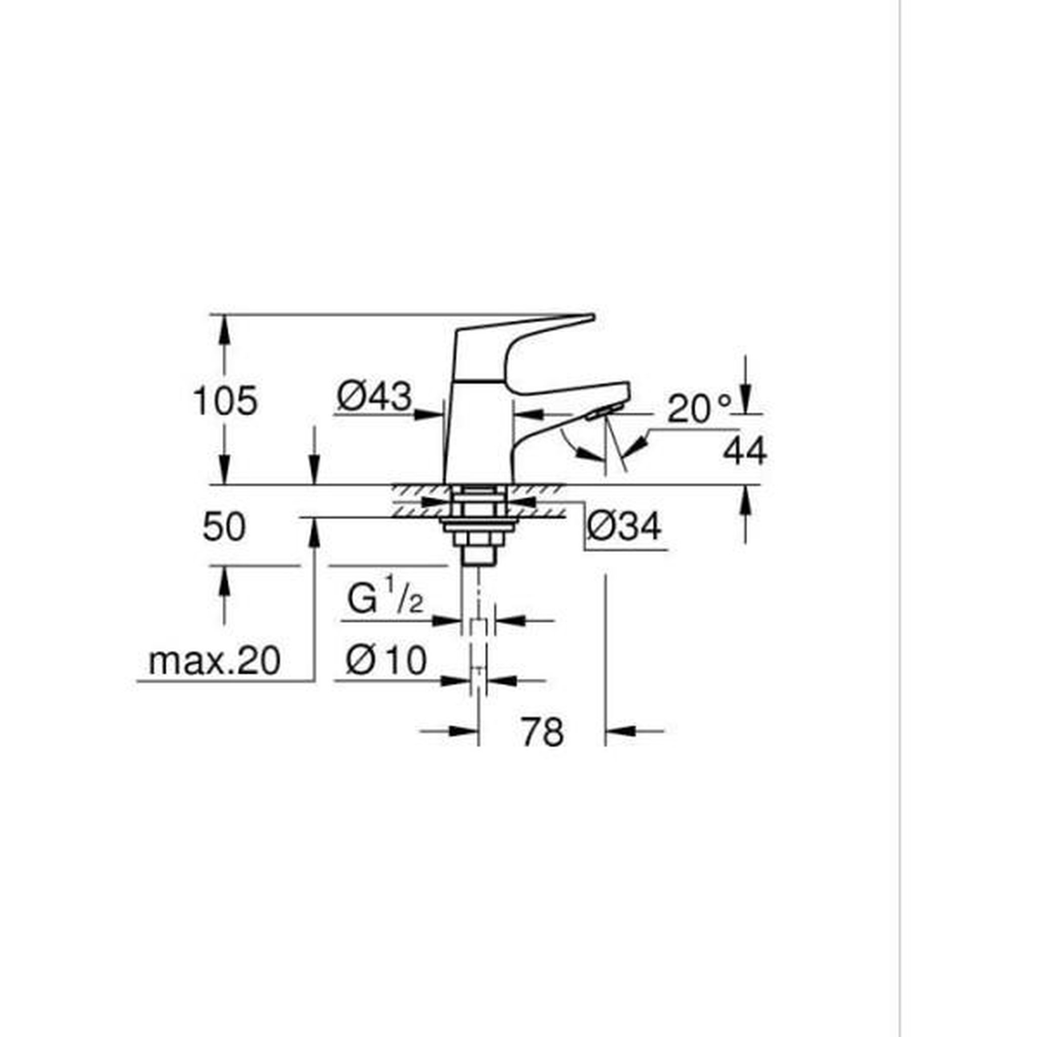 Voir la diapositive 2 : Grohe Robinet salle de bains monofluide grohe start flow - taille xs - chromé - economie d'eau