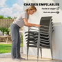 Voir la diapositive 5 : OUTSUNNY Salon de jardin 6 places 7 pièces chaises empilables métal gris