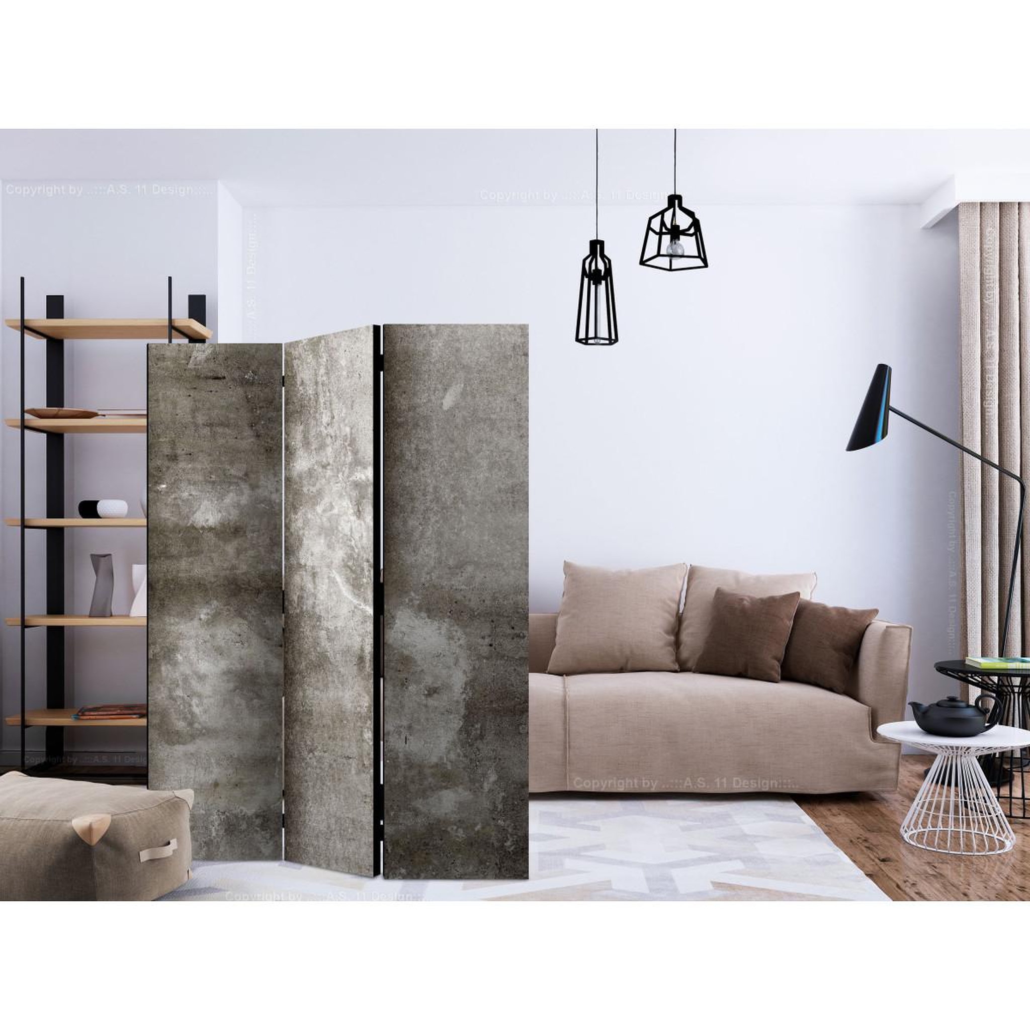 Voir la diapositive 2 : Paris Prix Paravent 3 volets  cold concrete  135x172cm